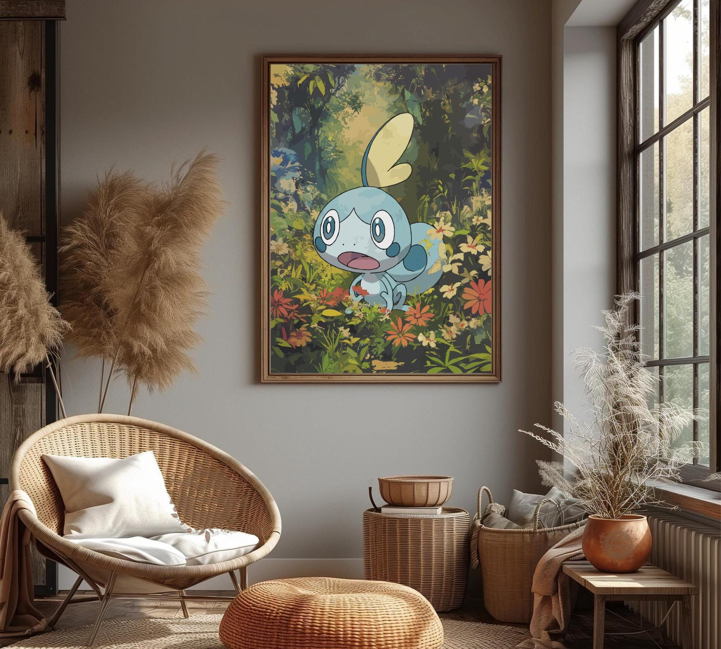Sobble Poster: Japanese Tapestry Style Pokemon Anime Poster