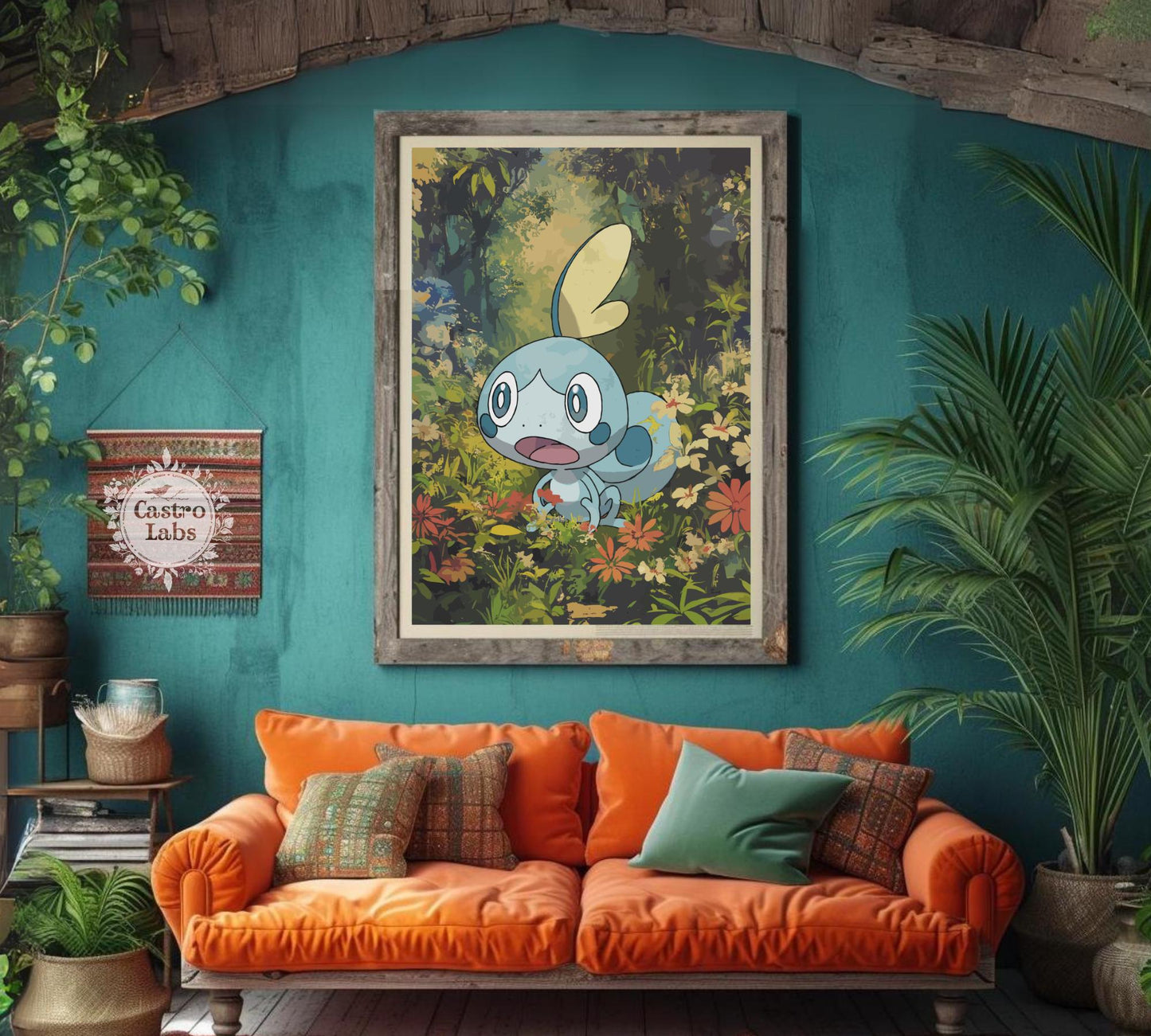 Sobble Poster: Japanese Tapestry Style Pokemon Anime Poster