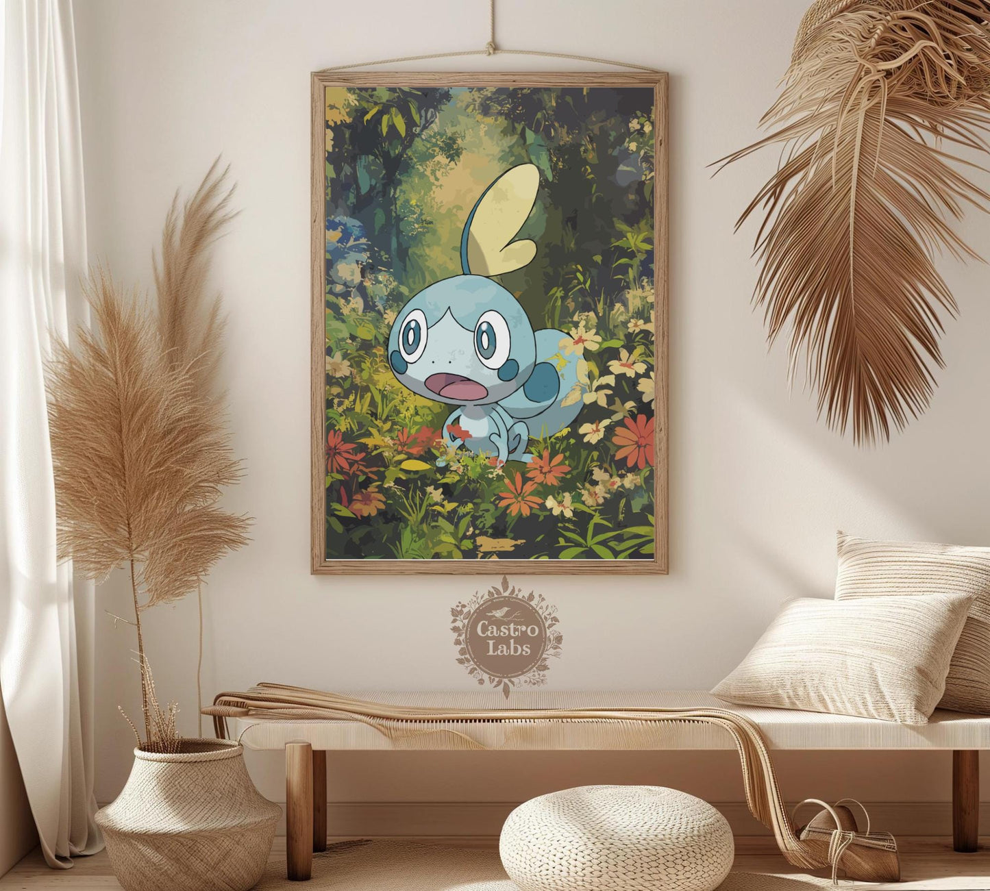 Sobble Poster: Japanese Tapestry Style Pokemon Anime Poster