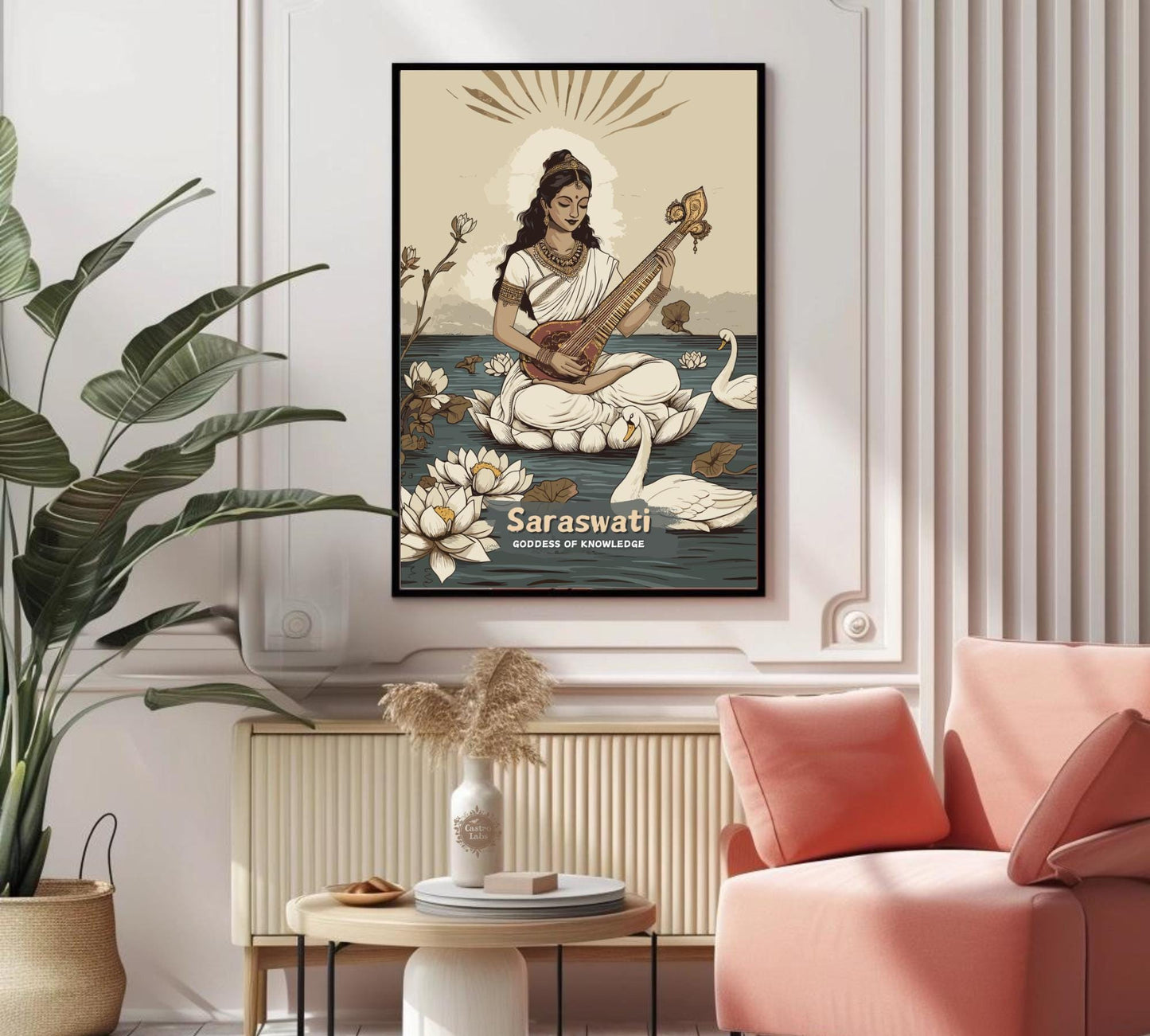 Saraswati Print - Hindu Mythology Poster