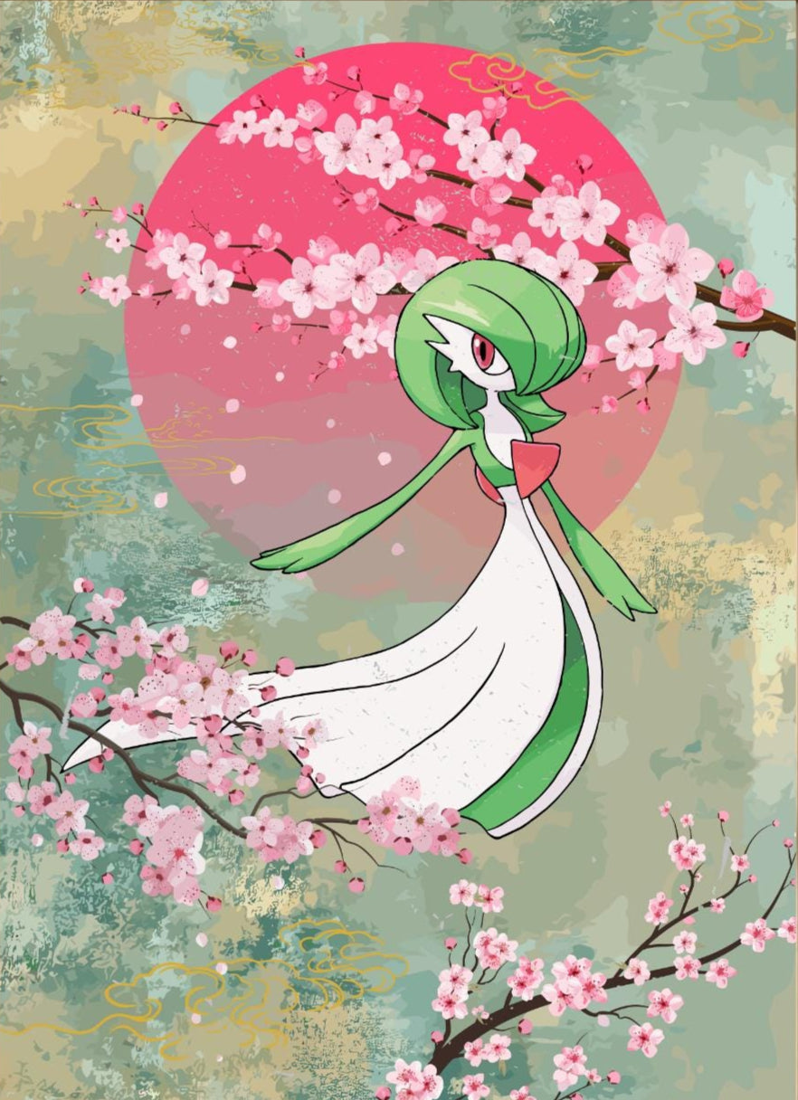 Gardevoir: Japanese Tapestry Style Pokemon Anime Poster