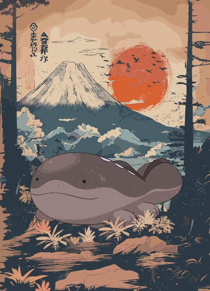 Clodsire: Japanese Tapestry Style Pokemon Anime Poster