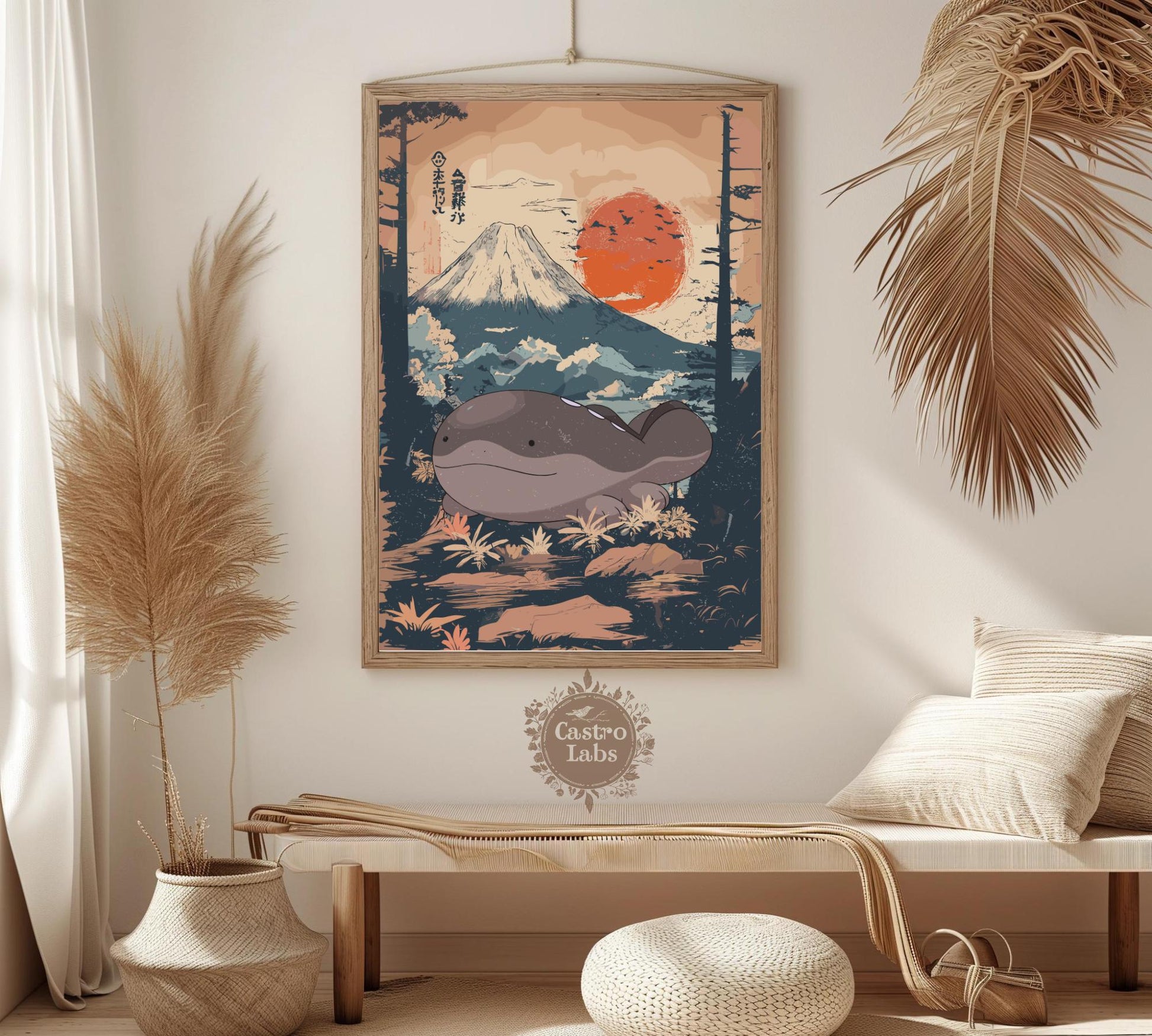 Clodsire: Japanese Tapestry Style Pokemon Anime Poster