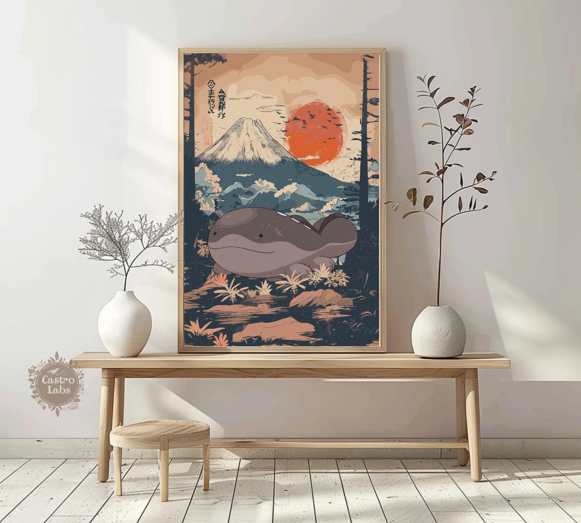 Clodsire: Japanese Tapestry Style Pokemon Anime Poster