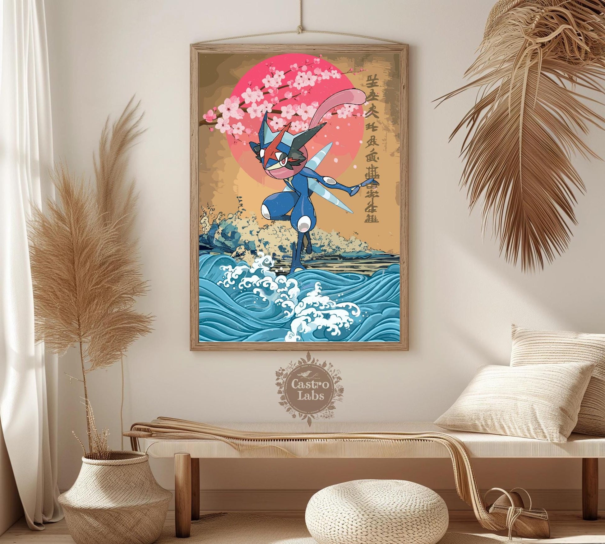 Greninja: Japanese Tapestry Style Pokemon Anime Poster