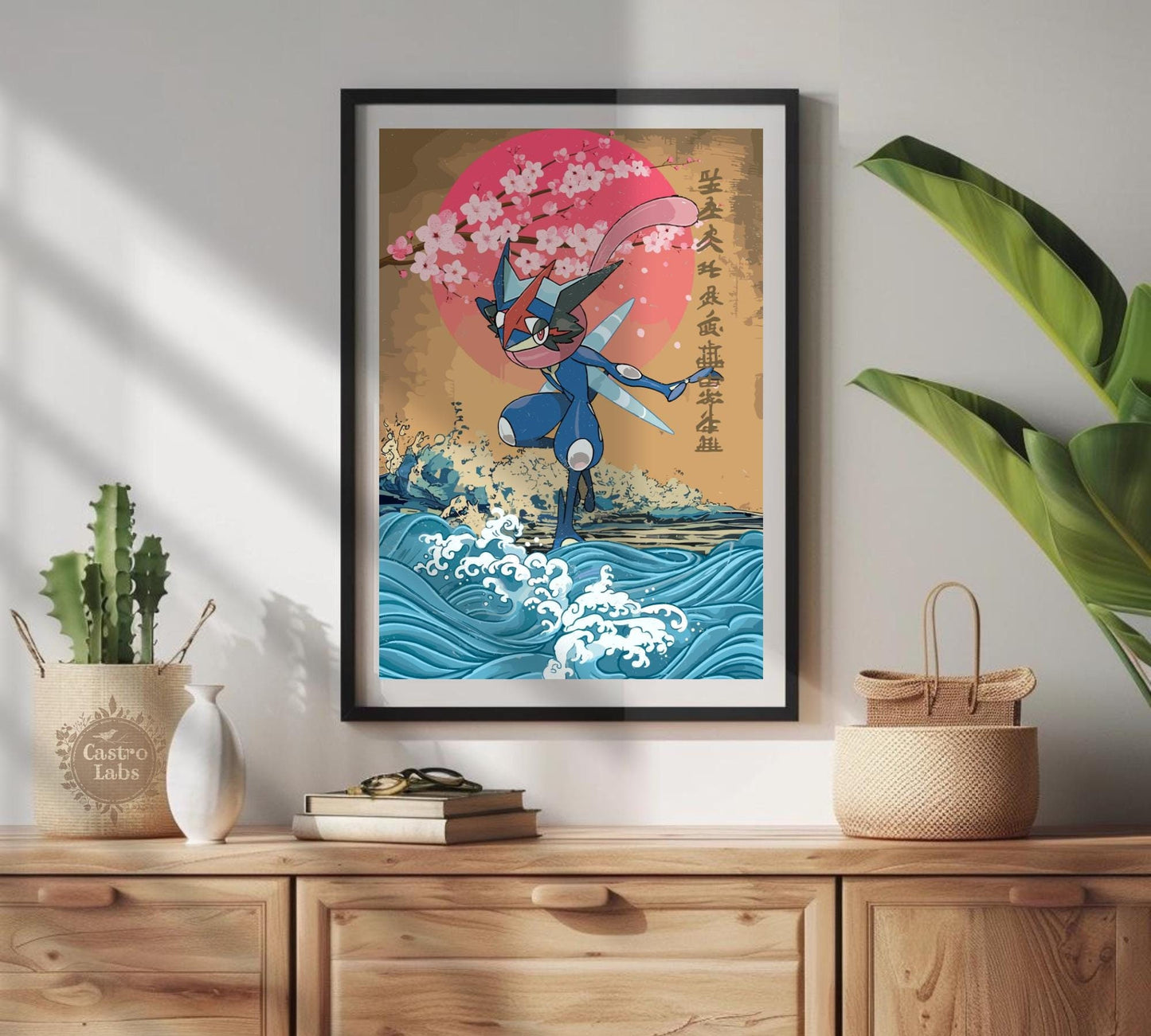 Greninja: Japanese Tapestry Style Pokemon Anime Poster