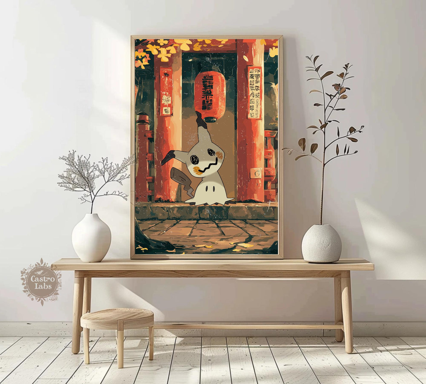 Mimikyu: Japanese Tapestry Style Pokemon Anime Poster