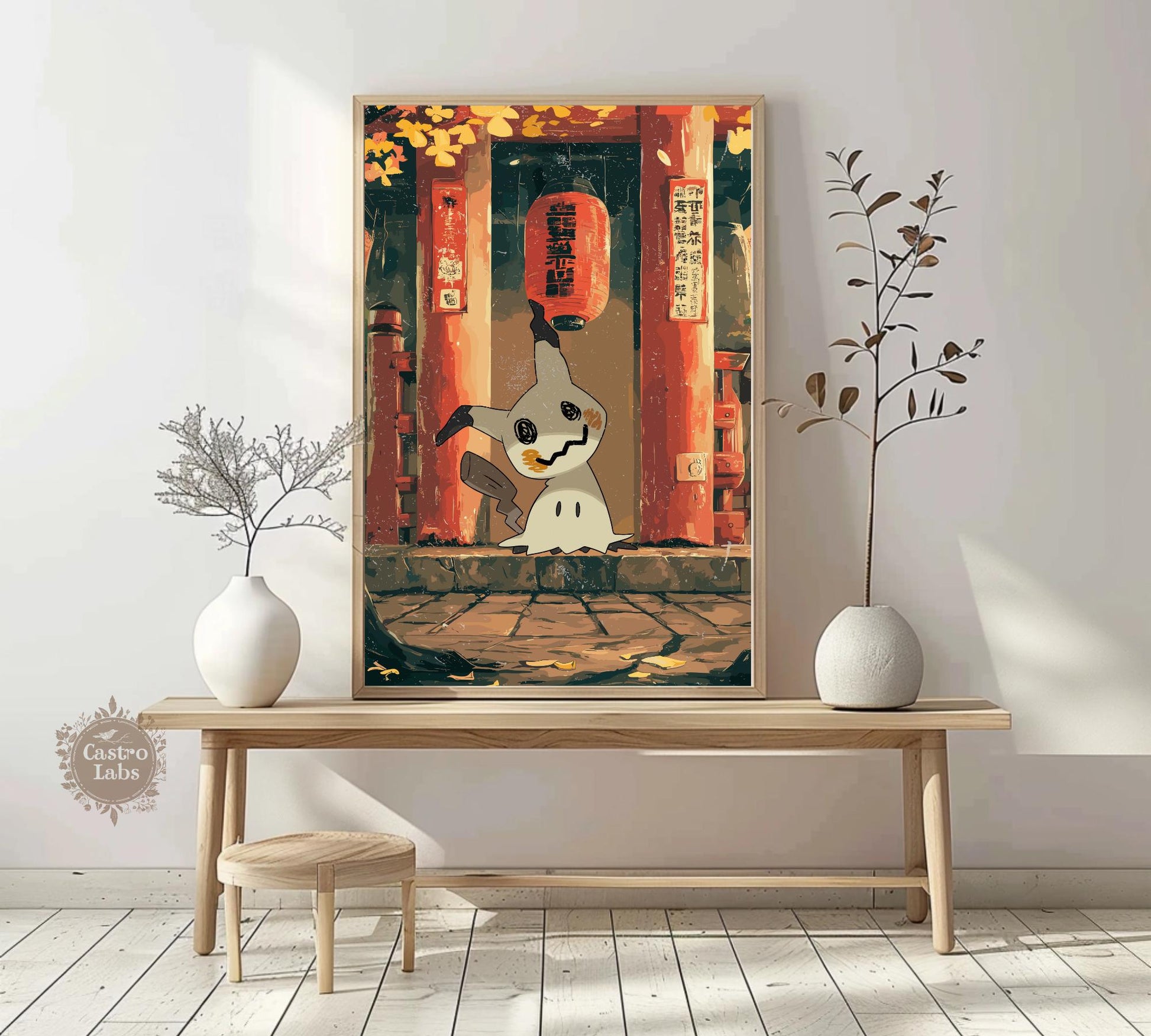 Mimikyu: Japanese Tapestry Style Pokemon Anime Poster