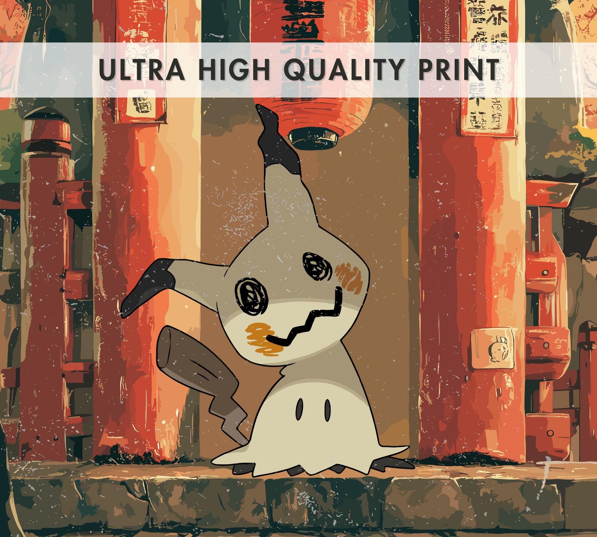 Mimikyu: Japanese Tapestry Style Pokemon Anime Poster