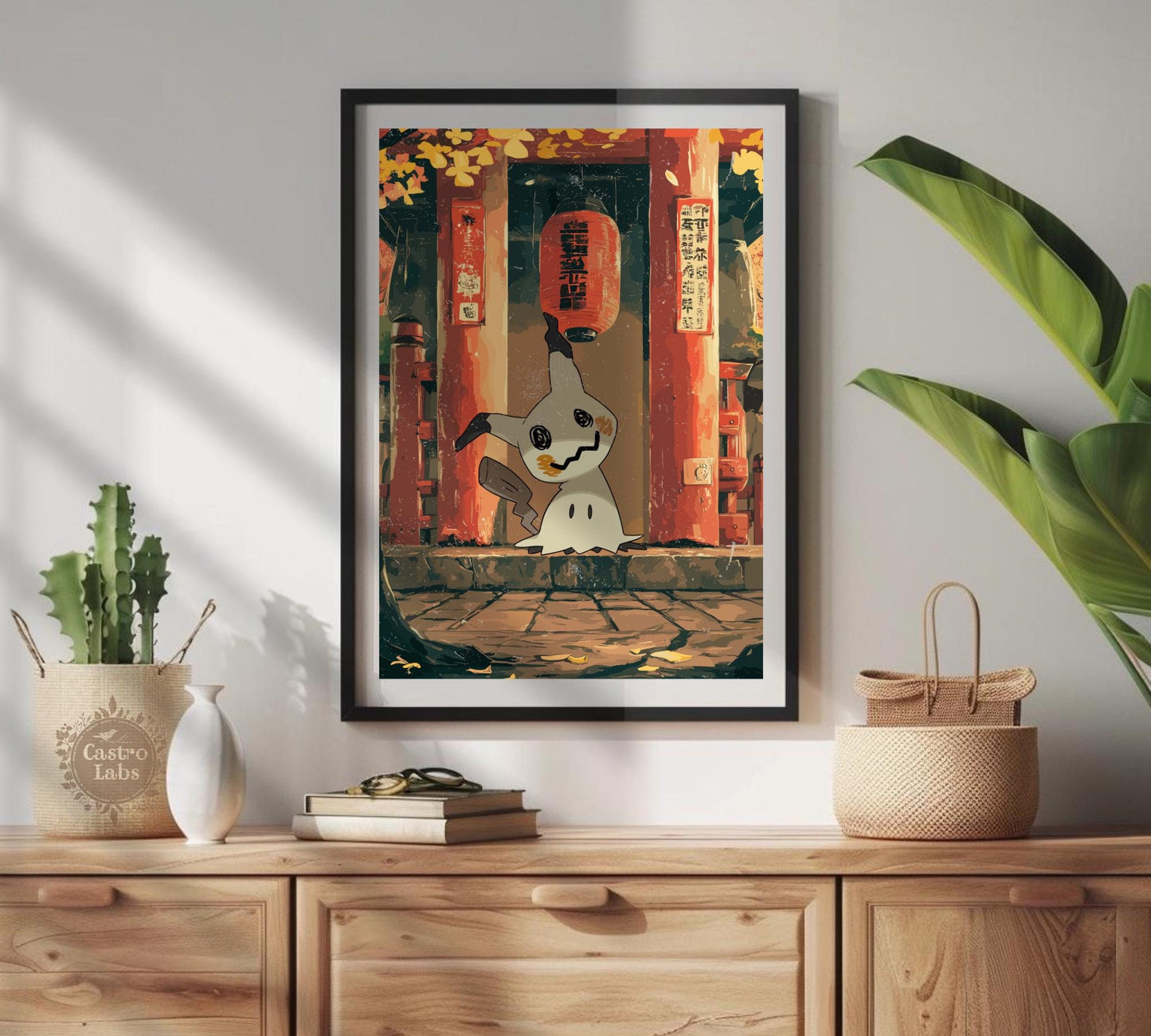 Mimikyu: Japanese Tapestry Style Pokemon Anime Poster