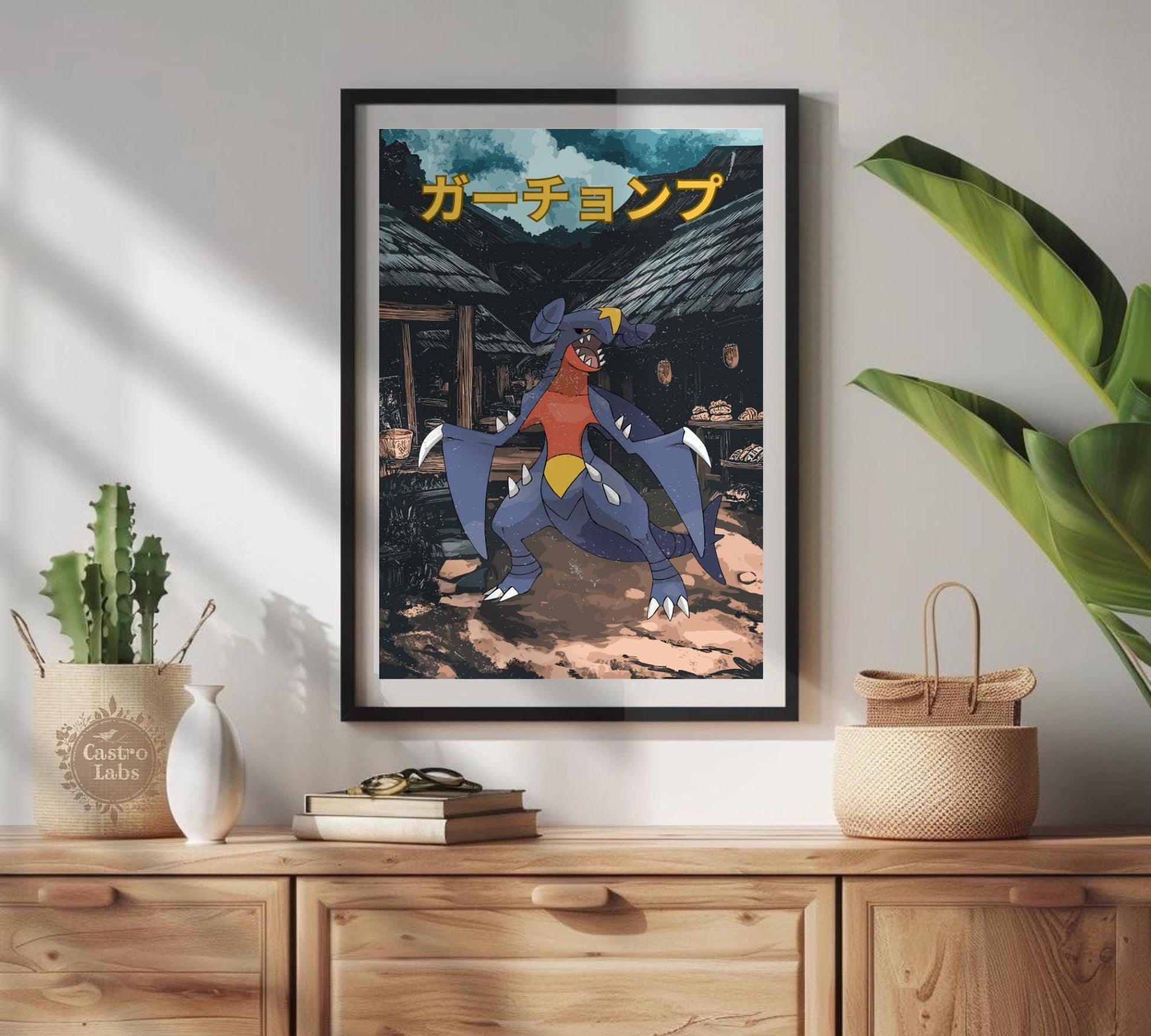 Garchomp: Japanese Tapestry Style Pokemon Anime Poster