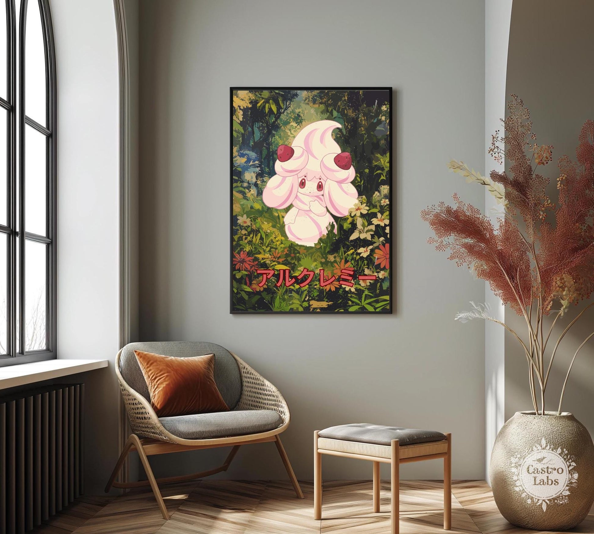 Alcremie: Japanese Tapestry Style Pokemon Anime Poster