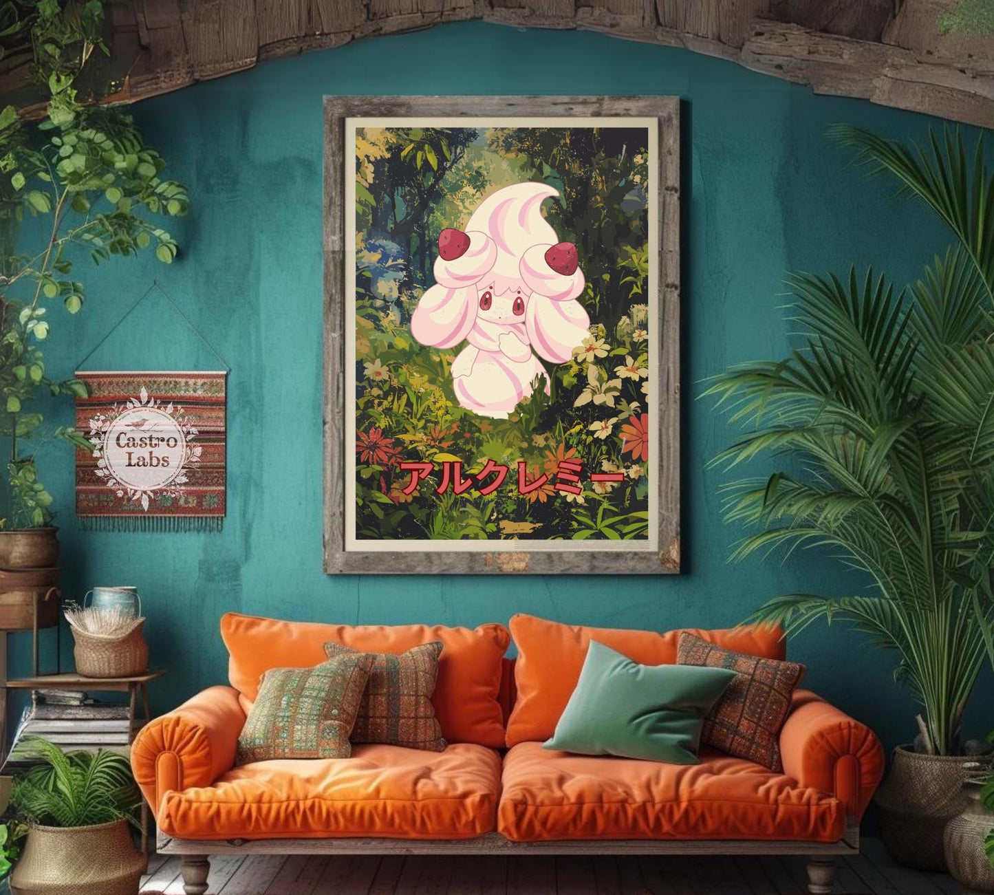 Alcremie: Japanese Tapestry Style Pokemon Anime Poster