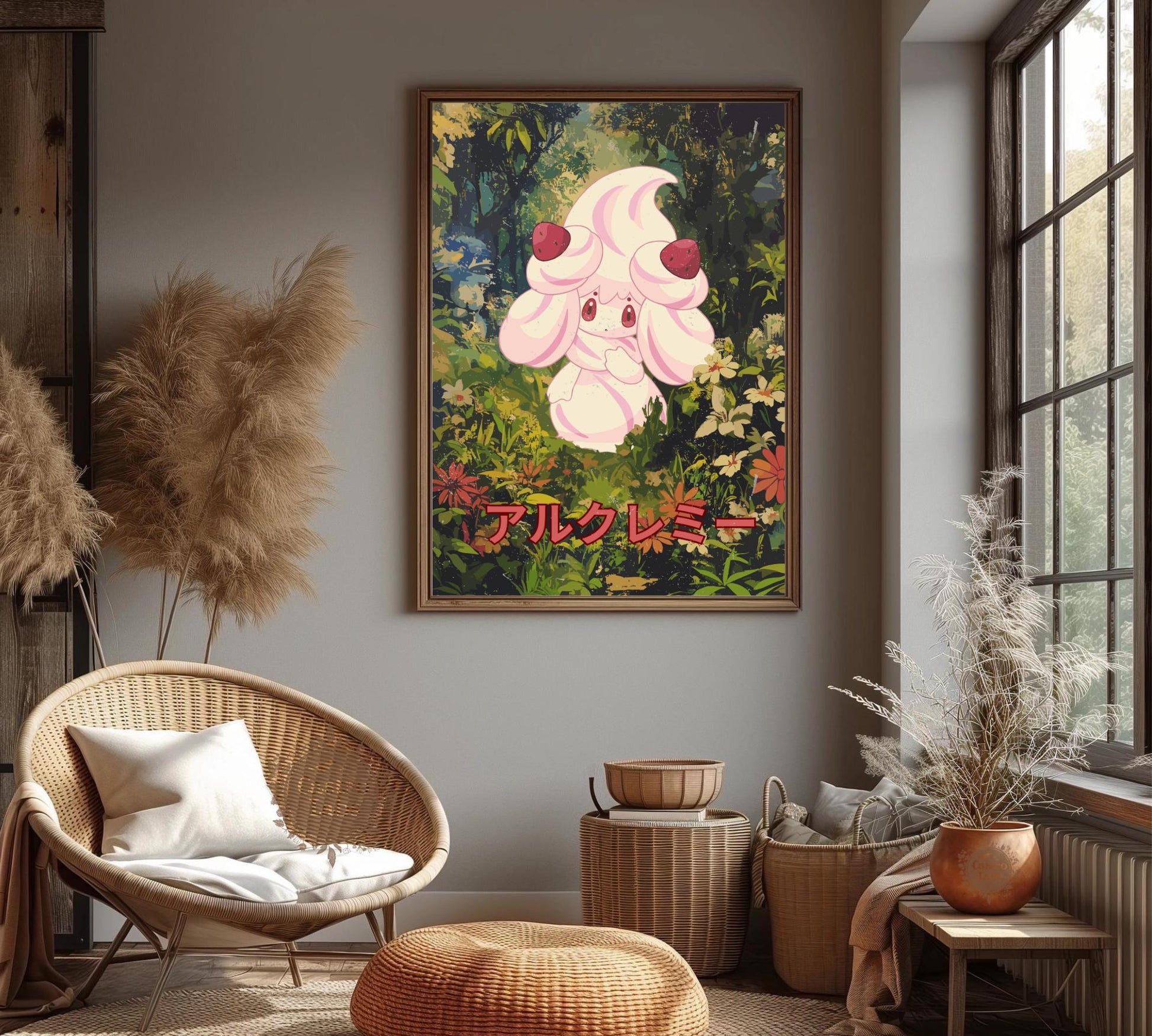 Alcremie: Japanese Tapestry Style Pokemon Anime Poster