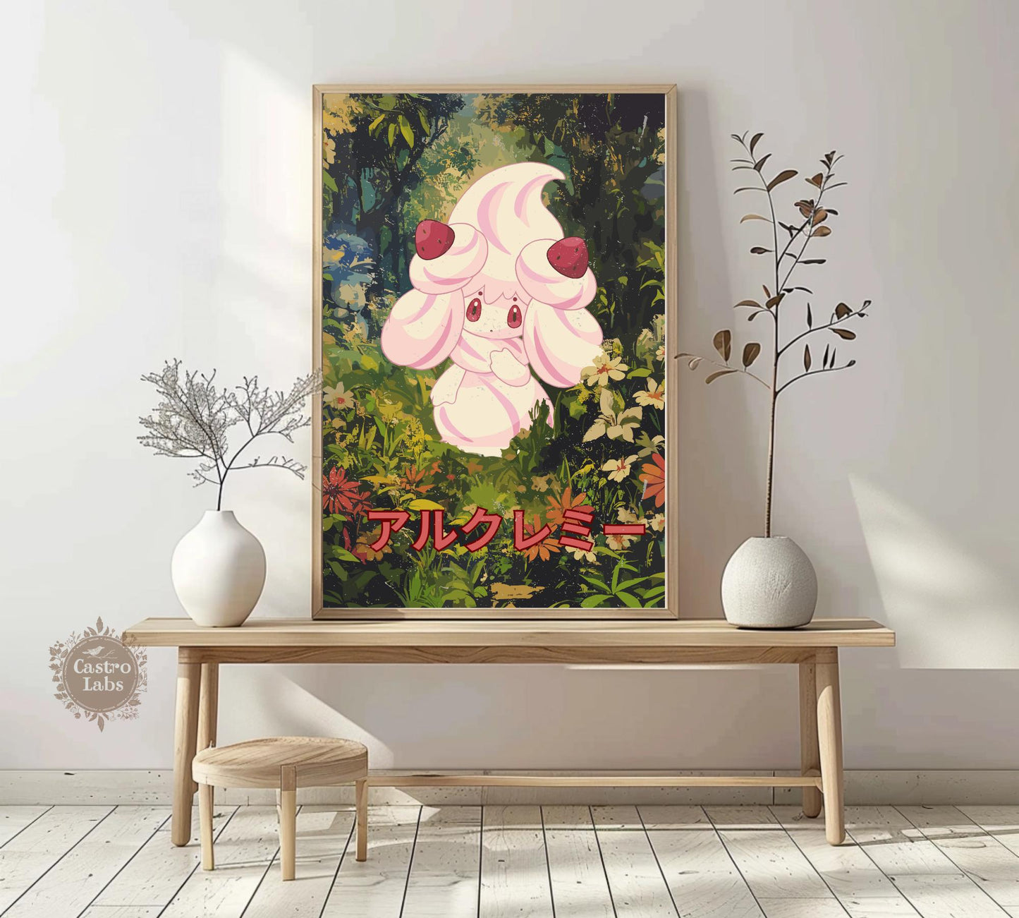 Alcremie: Japanese Tapestry Style Pokemon Anime Poster
