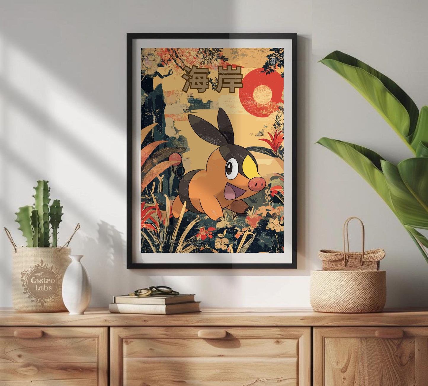 Tepig: Japanese Tapestry Style Pokemon Anime Poster
