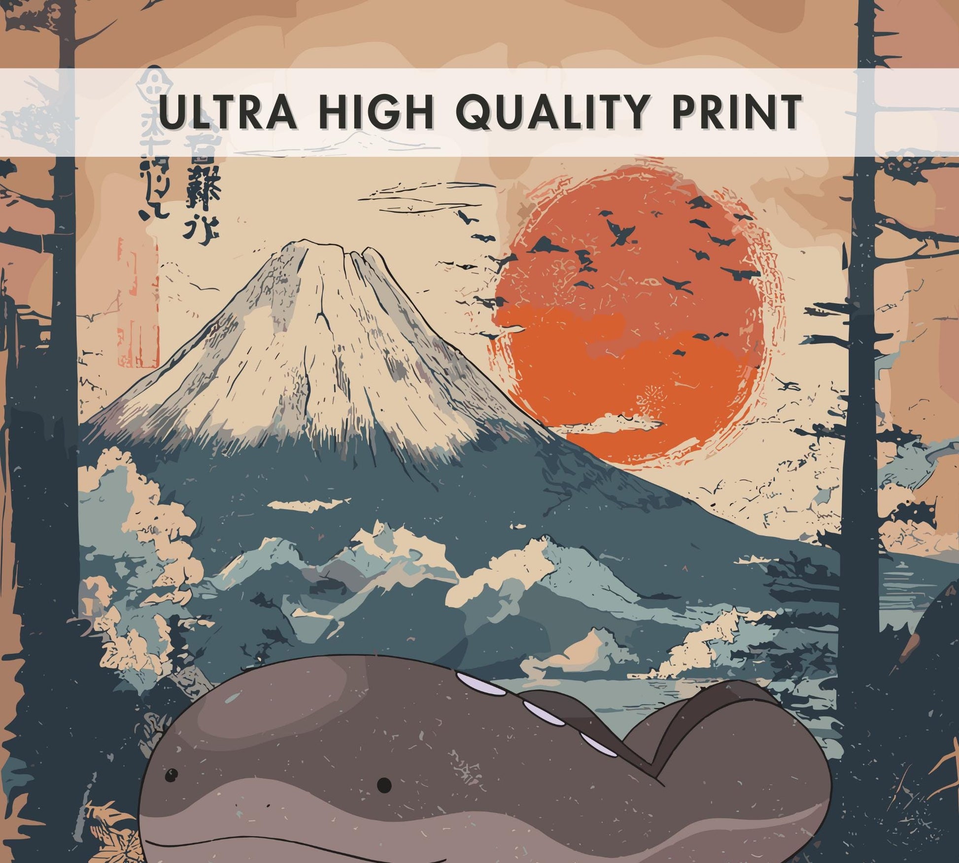 Clodsire: Japanese Tapestry Style Pokemon Anime Poster