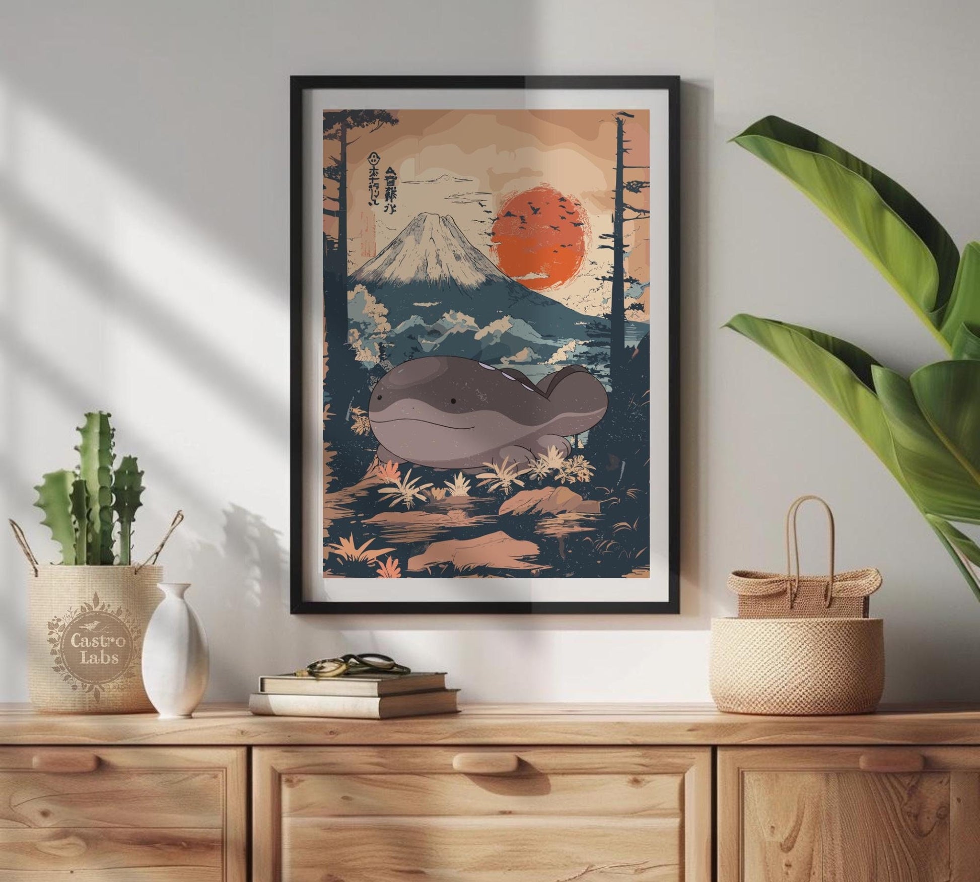 Clodsire: Japanese Tapestry Style Pokemon Anime Poster