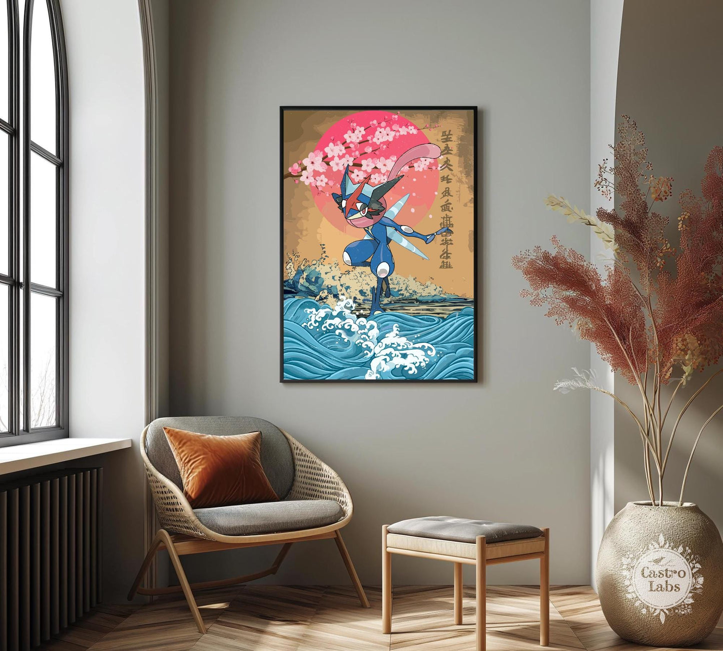 Greninja: Japanese Tapestry Style Pokemon Anime Poster
