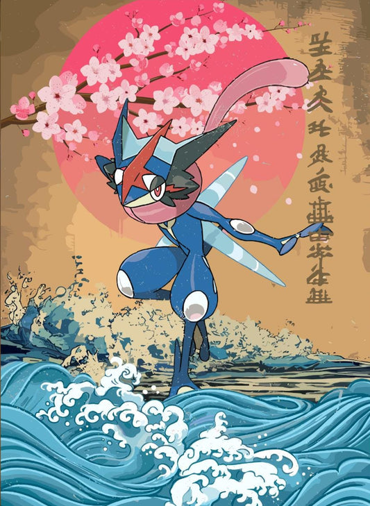 Greninja: Japanese Tapestry Style Pokemon Anime Poster