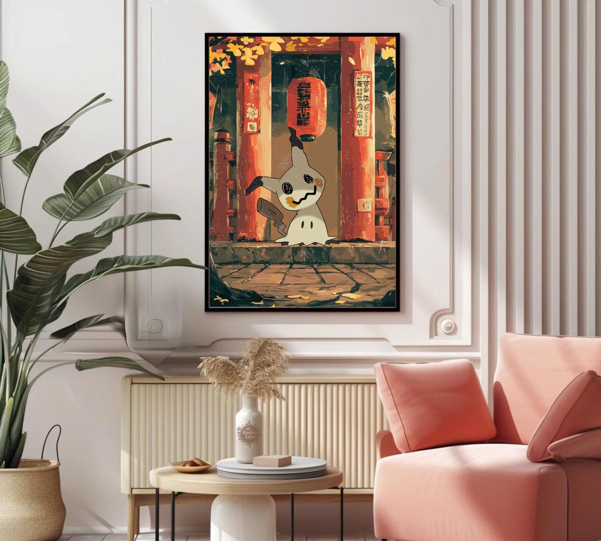 Mimikyu: Japanese Tapestry Style Pokemon Anime Poster