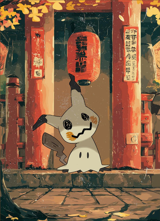 Mimikyu: Japanese Tapestry Style Pokemon Anime Poster