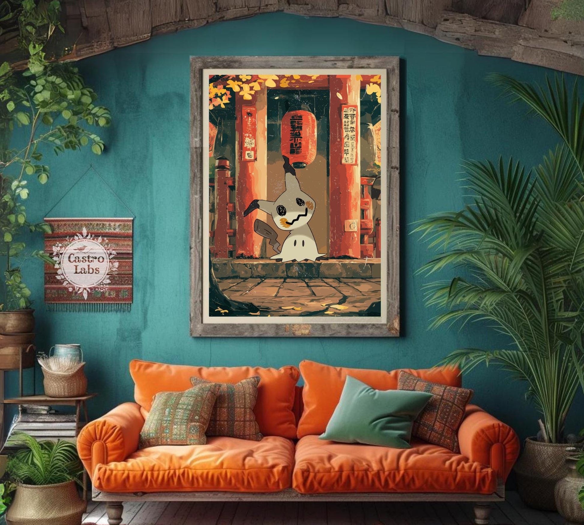 Mimikyu: Japanese Tapestry Style Pokemon Anime Poster