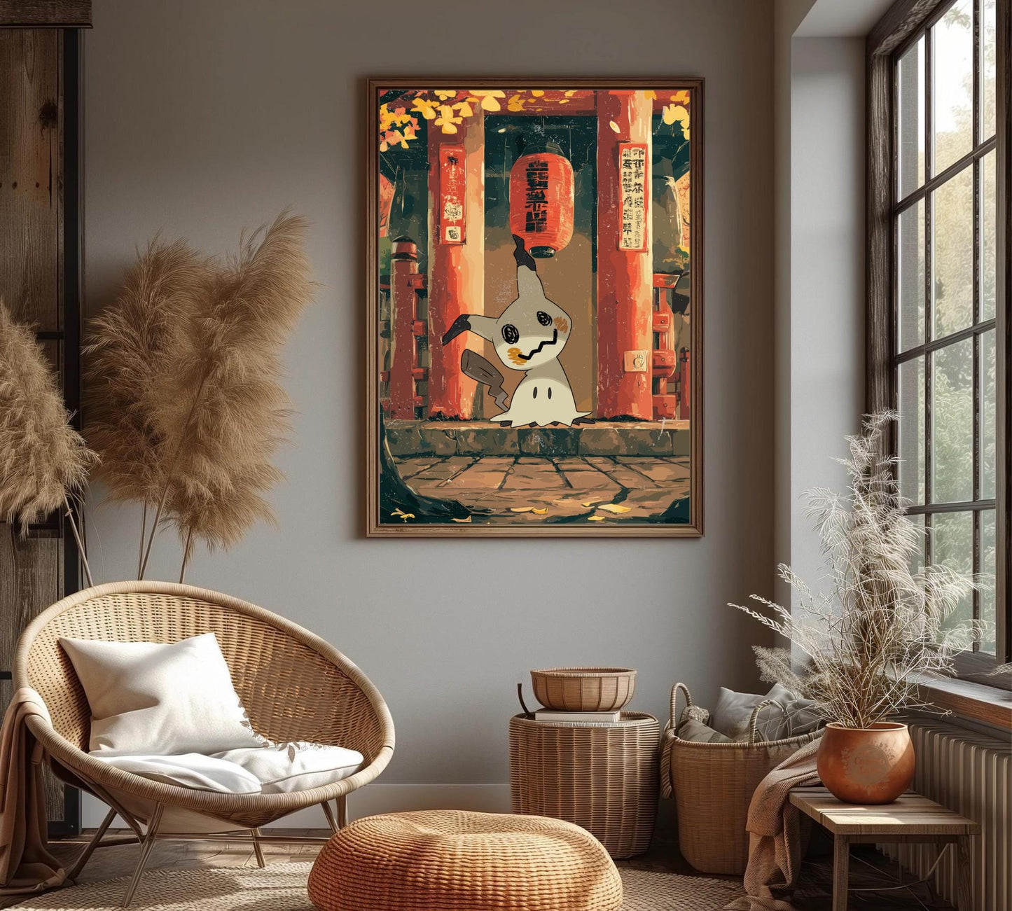 Mimikyu: Japanese Tapestry Style Pokemon Anime Poster