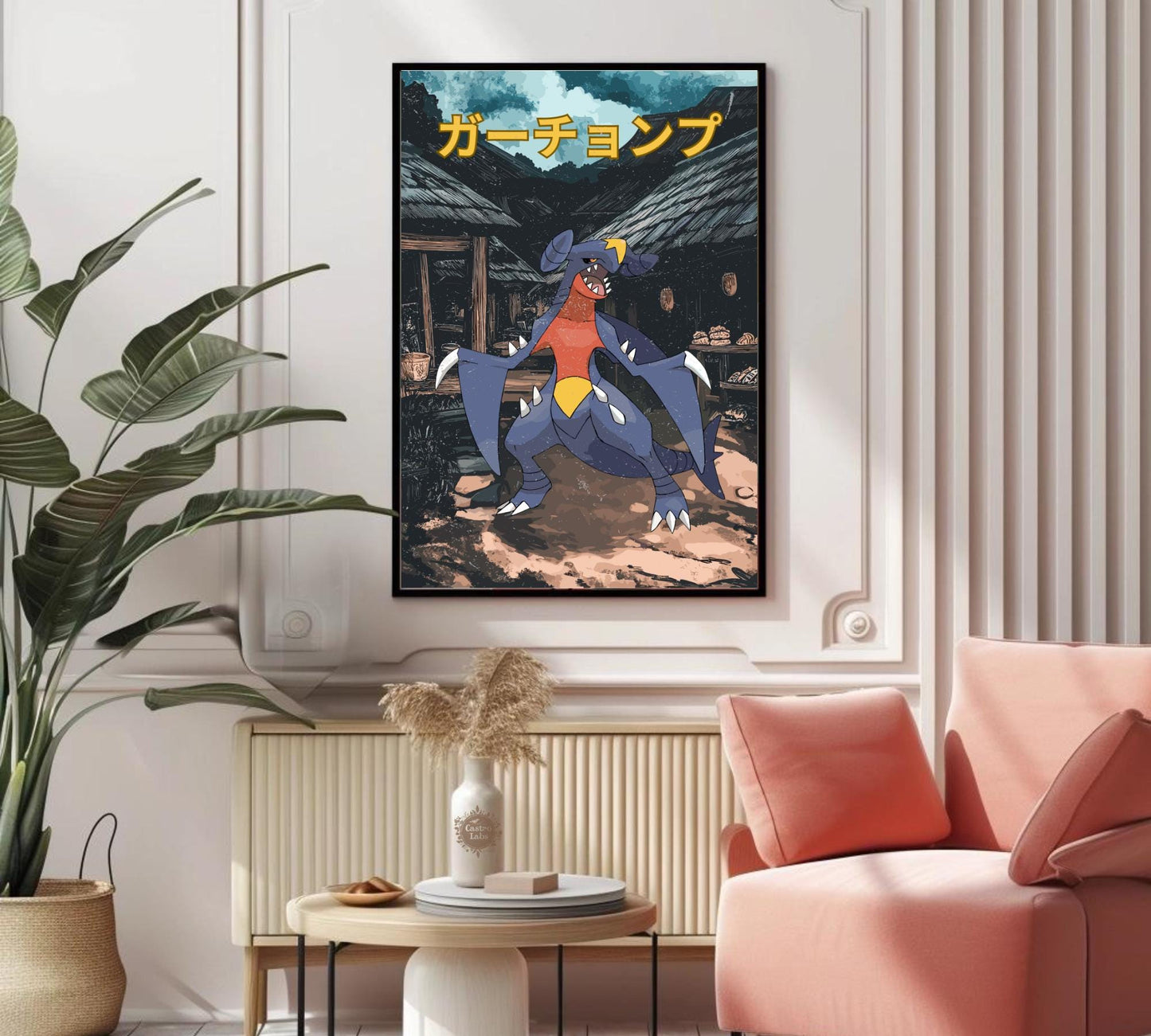 Garchomp: Japanese Tapestry Style Pokemon Anime Poster