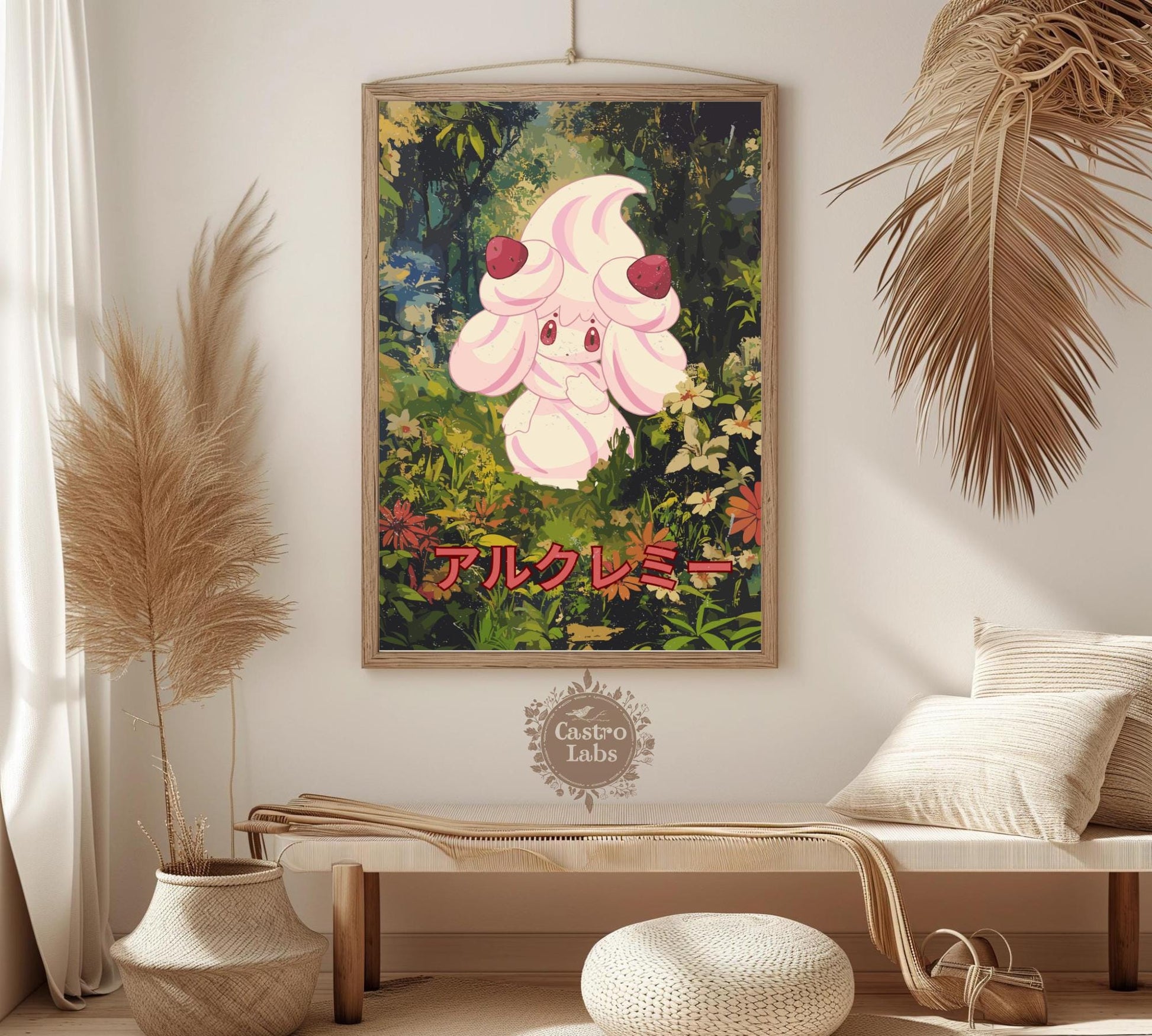 Alcremie: Japanese Tapestry Style Pokemon Anime Poster