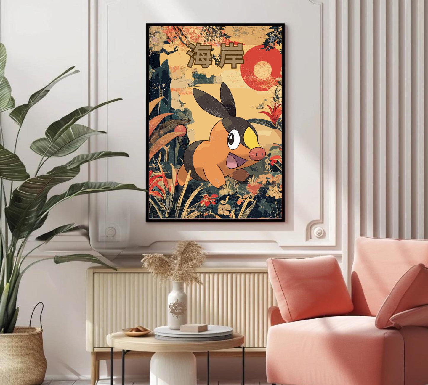 Tepig: Japanese Tapestry Style Pokemon Anime Poster