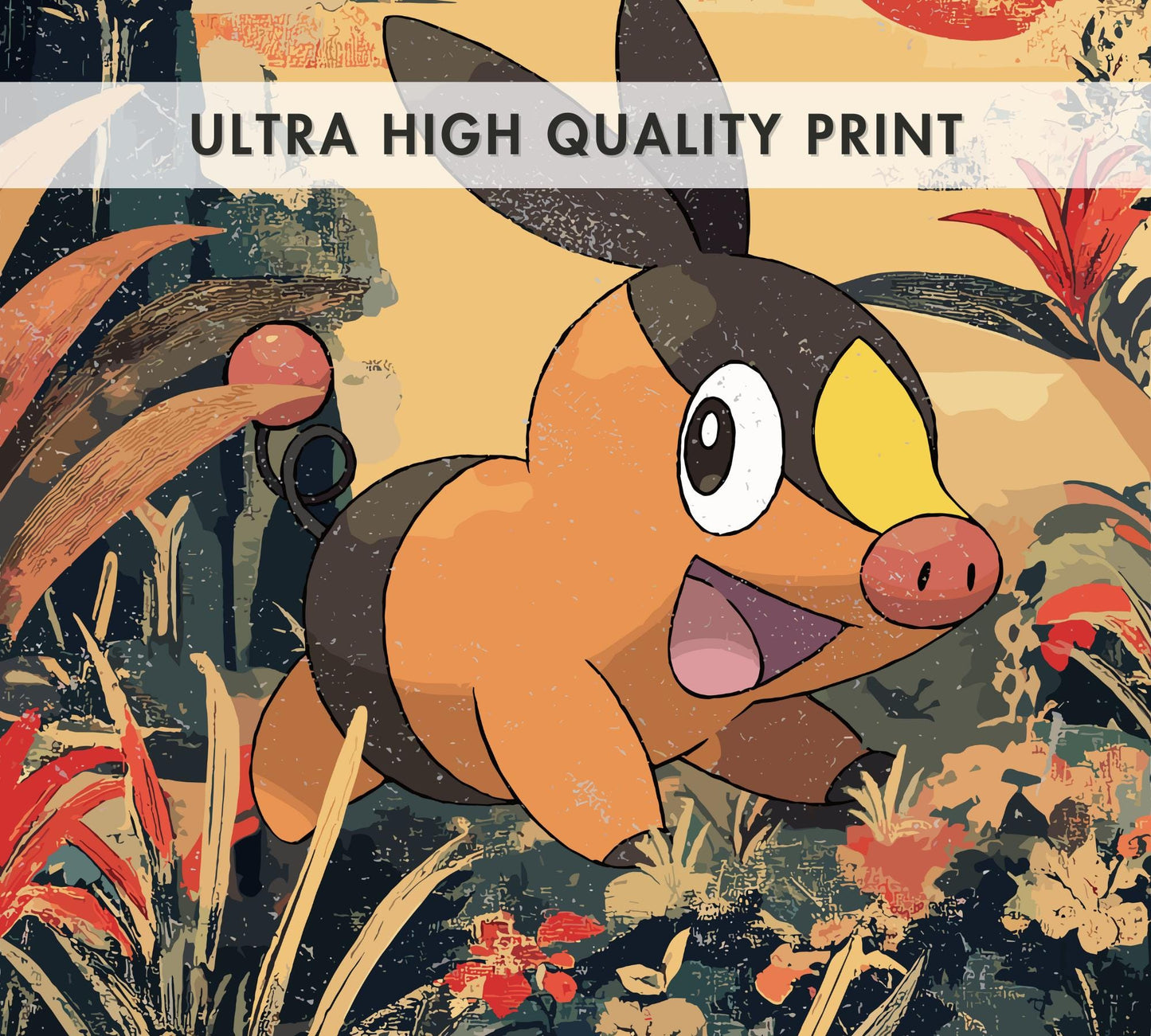 Tepig: Japanese Tapestry Style Pokemon Anime Poster
