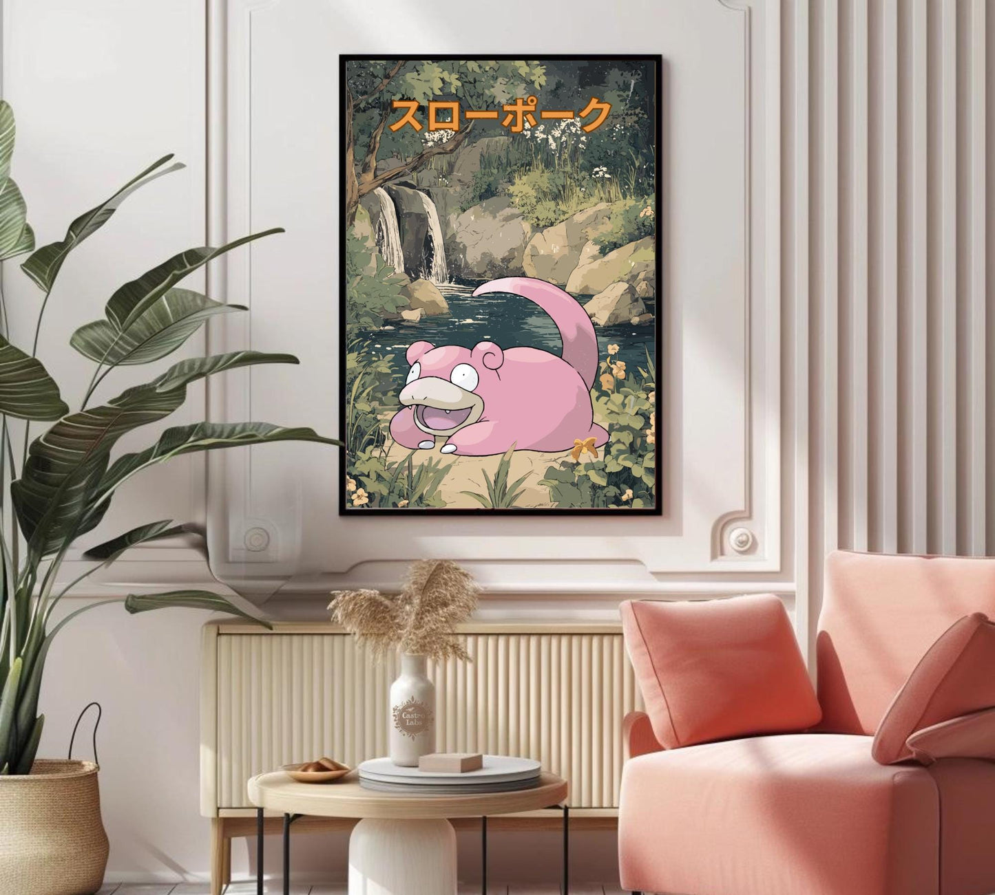Slowpoke: Japanese Tapestry Style Pokemon Anime Poster