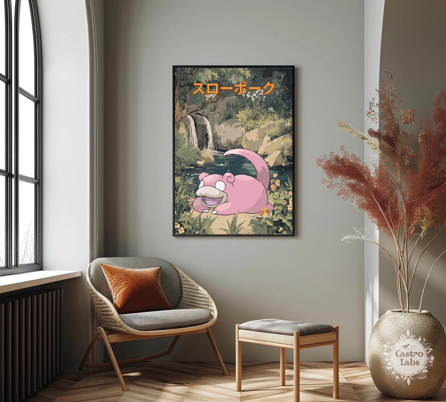 Slowpoke: Japanese Tapestry Style Pokemon Anime Poster