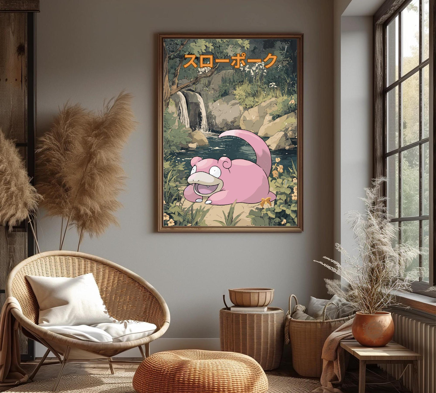 Slowpoke: Japanese Tapestry Style Pokemon Anime Poster