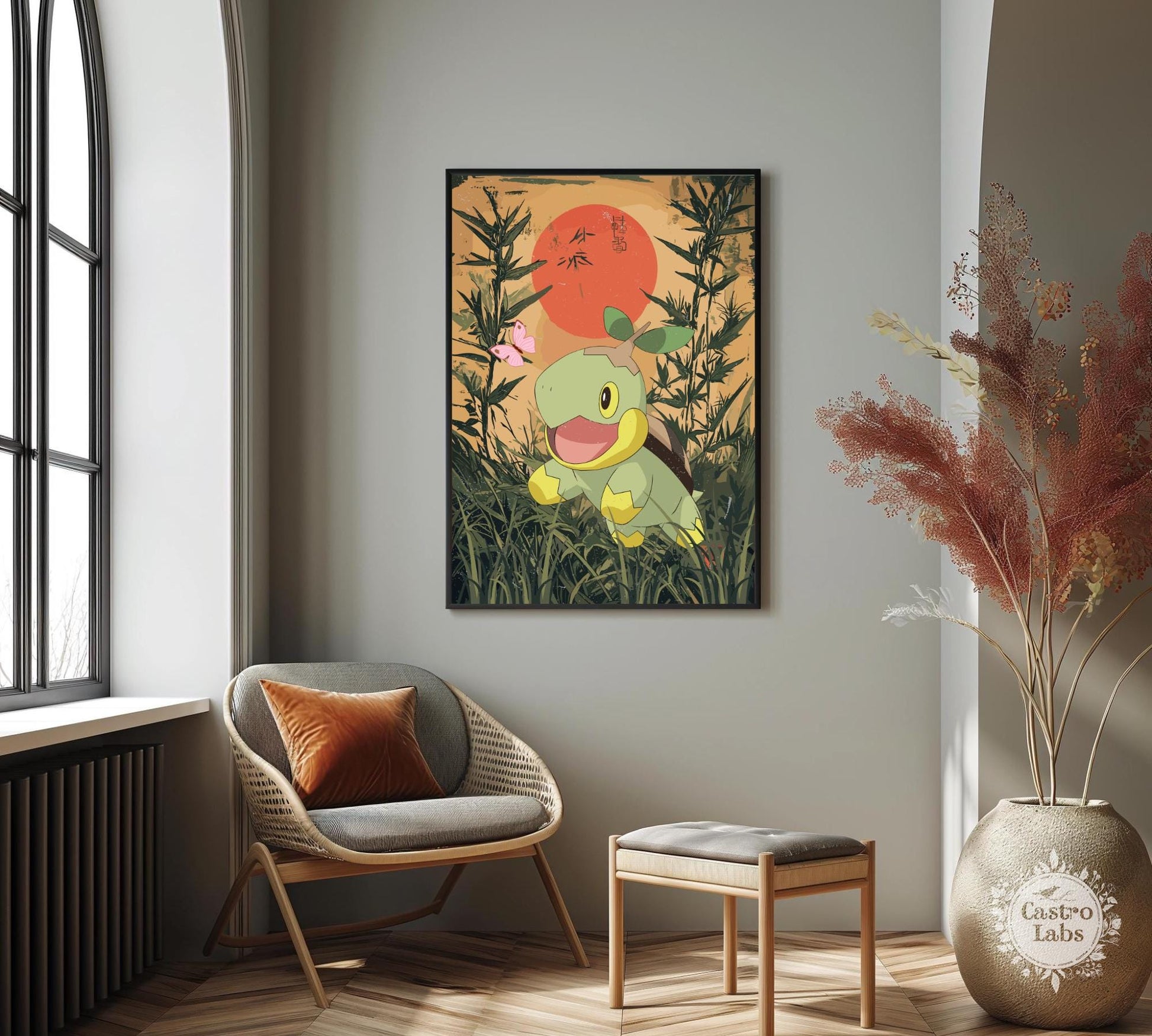 Turtwig: Japanese Tapestry Style Pokemon Anime Poster