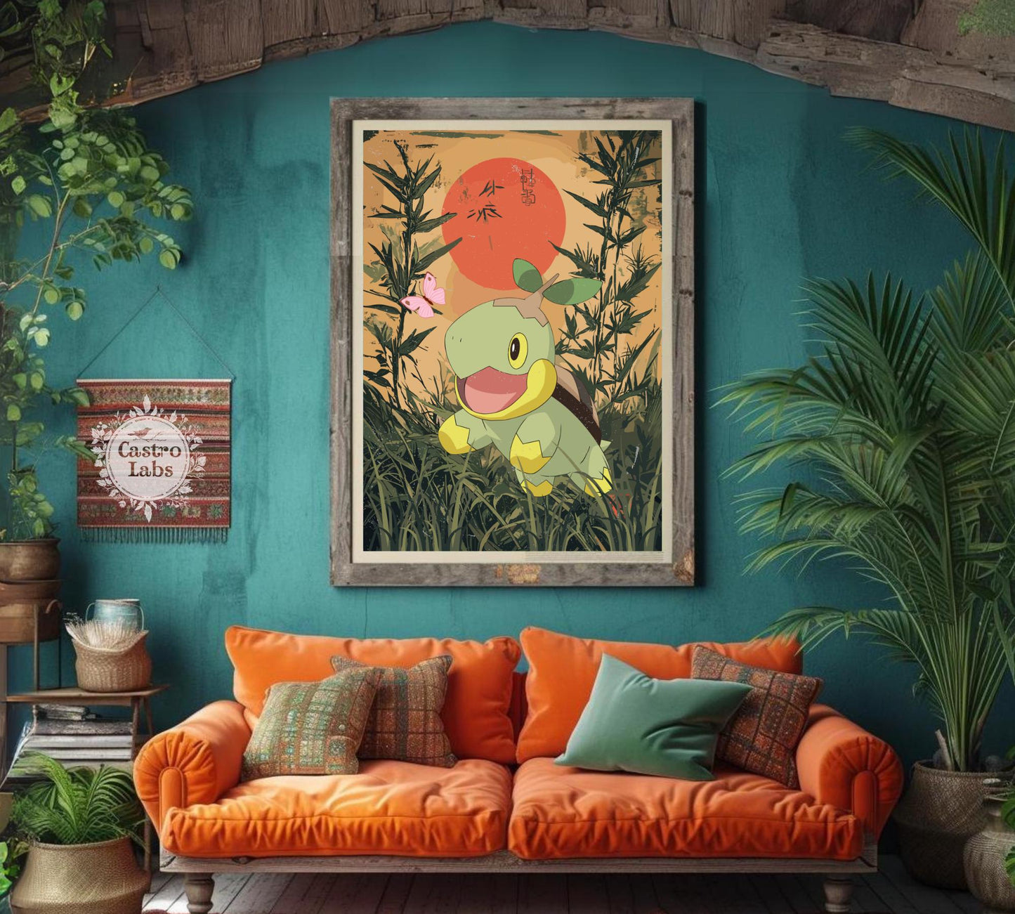 Turtwig: Japanese Tapestry Style Pokemon Anime Poster