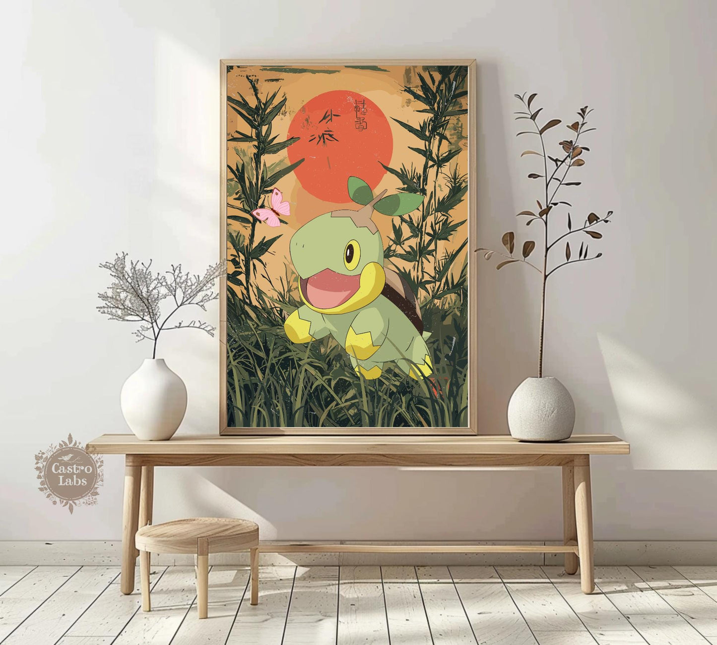 Turtwig: Japanese Tapestry Style Pokemon Anime Poster