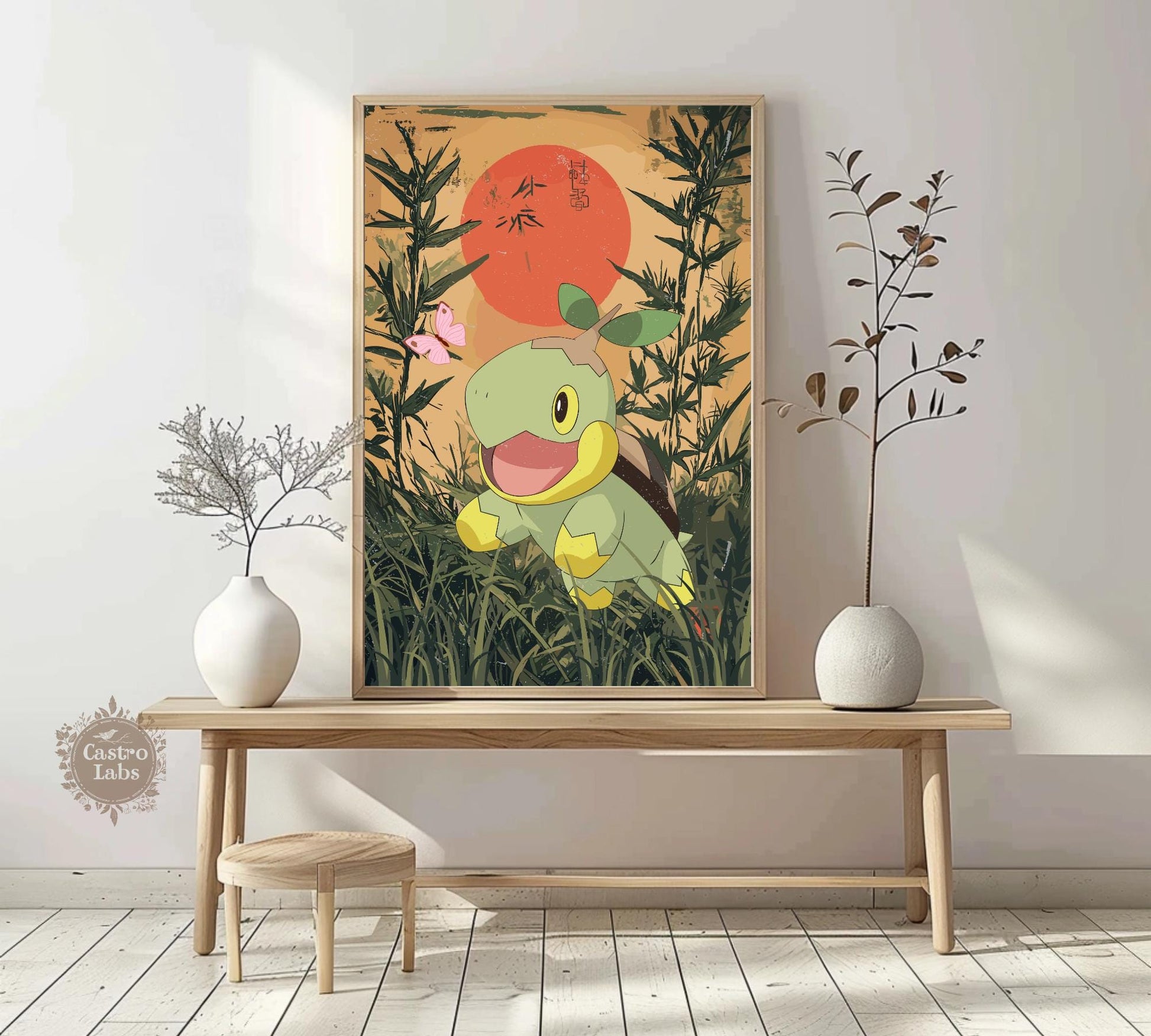 Turtwig: Japanese Tapestry Style Pokemon Anime Poster