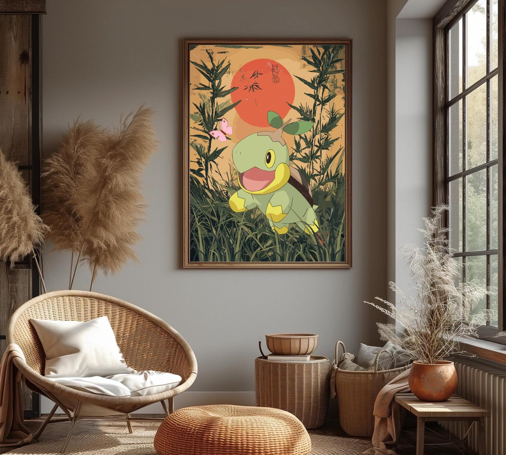Turtwig: Japanese Tapestry Style Pokemon Anime Poster