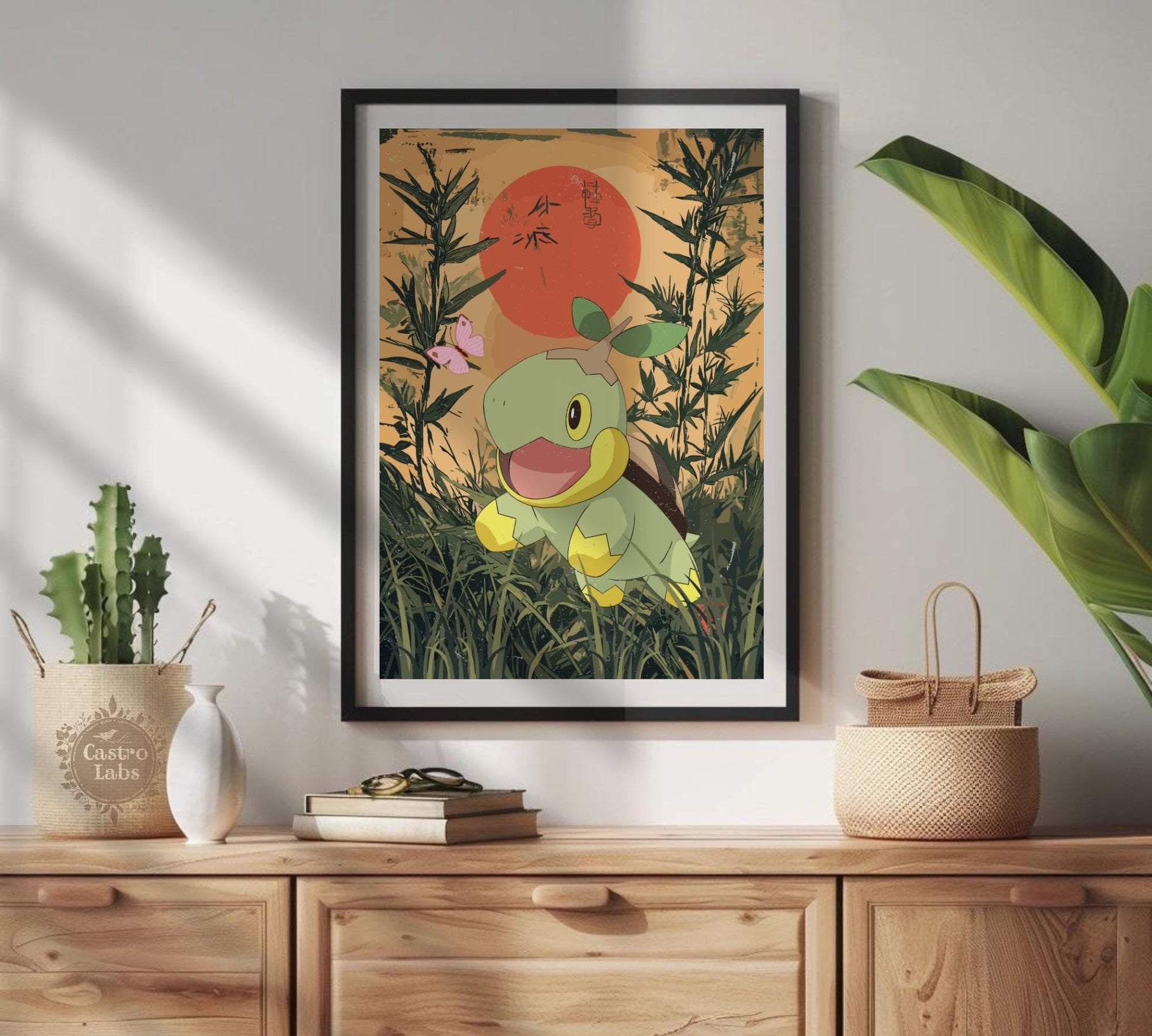 Turtwig: Japanese Tapestry Style Pokemon Anime Poster