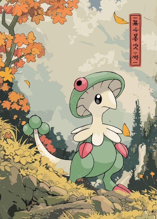 Breloom: Japanese Tapestry Style Pokemon Anime Poster