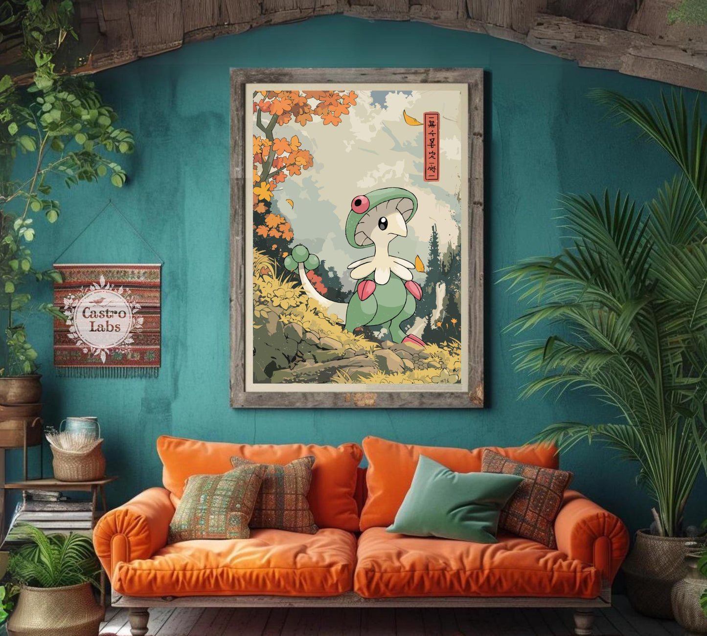 Breloom: Japanese Tapestry Style Pokemon Anime Poster