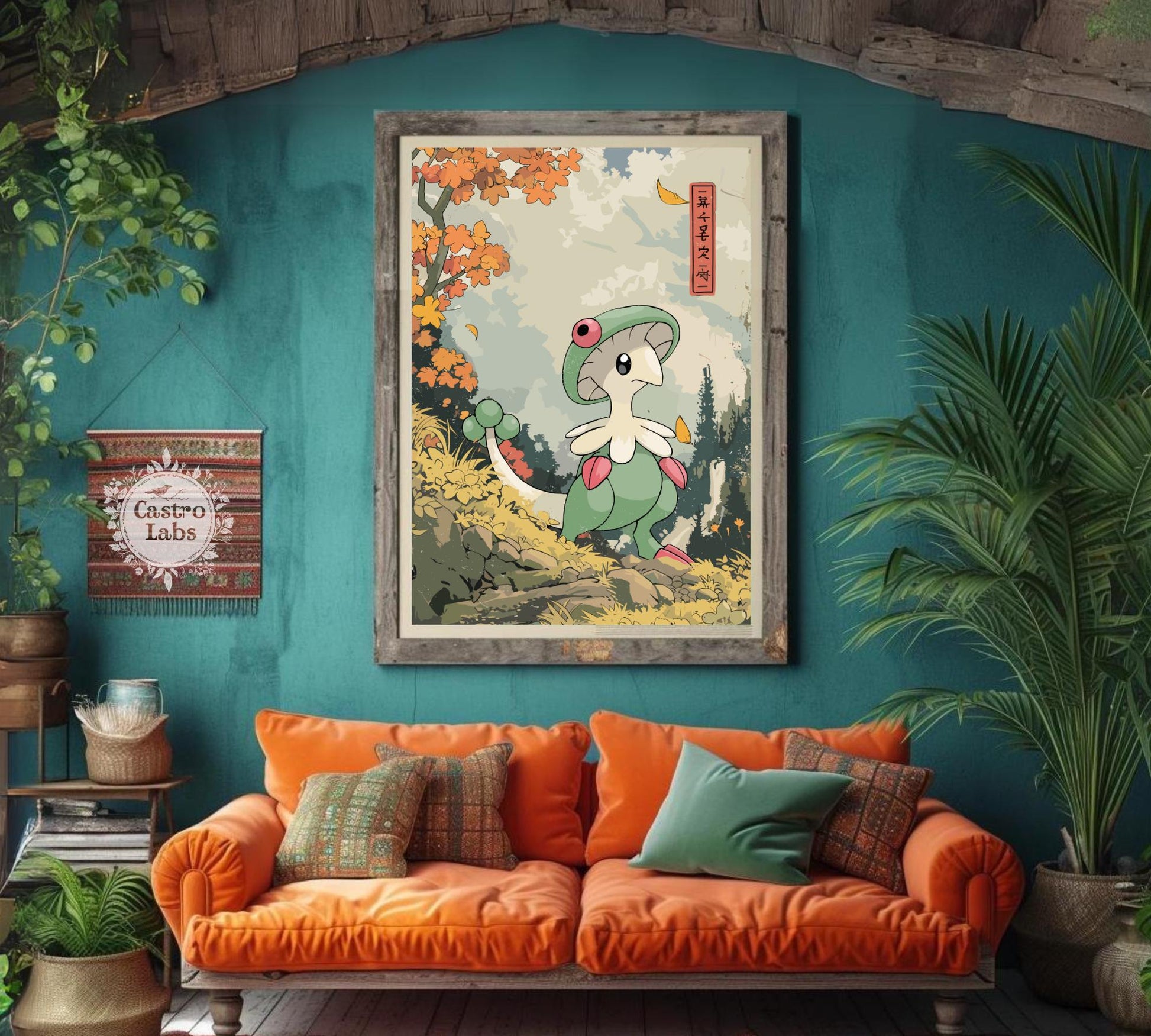 Breloom: Japanese Tapestry Style Pokemon Anime Poster