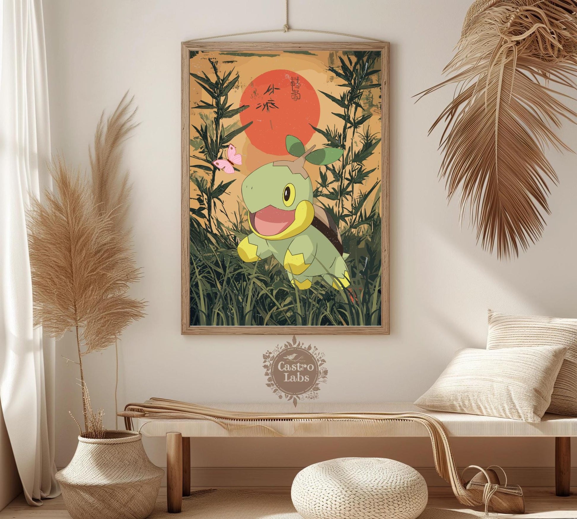 Turtwig: Japanese Tapestry Style Pokemon Anime Poster