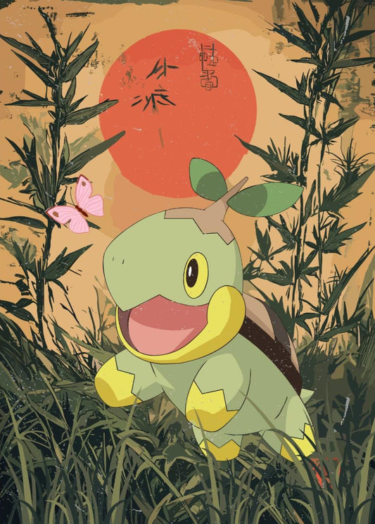 Turtwig: Japanese Tapestry Style Pokemon Anime Poster