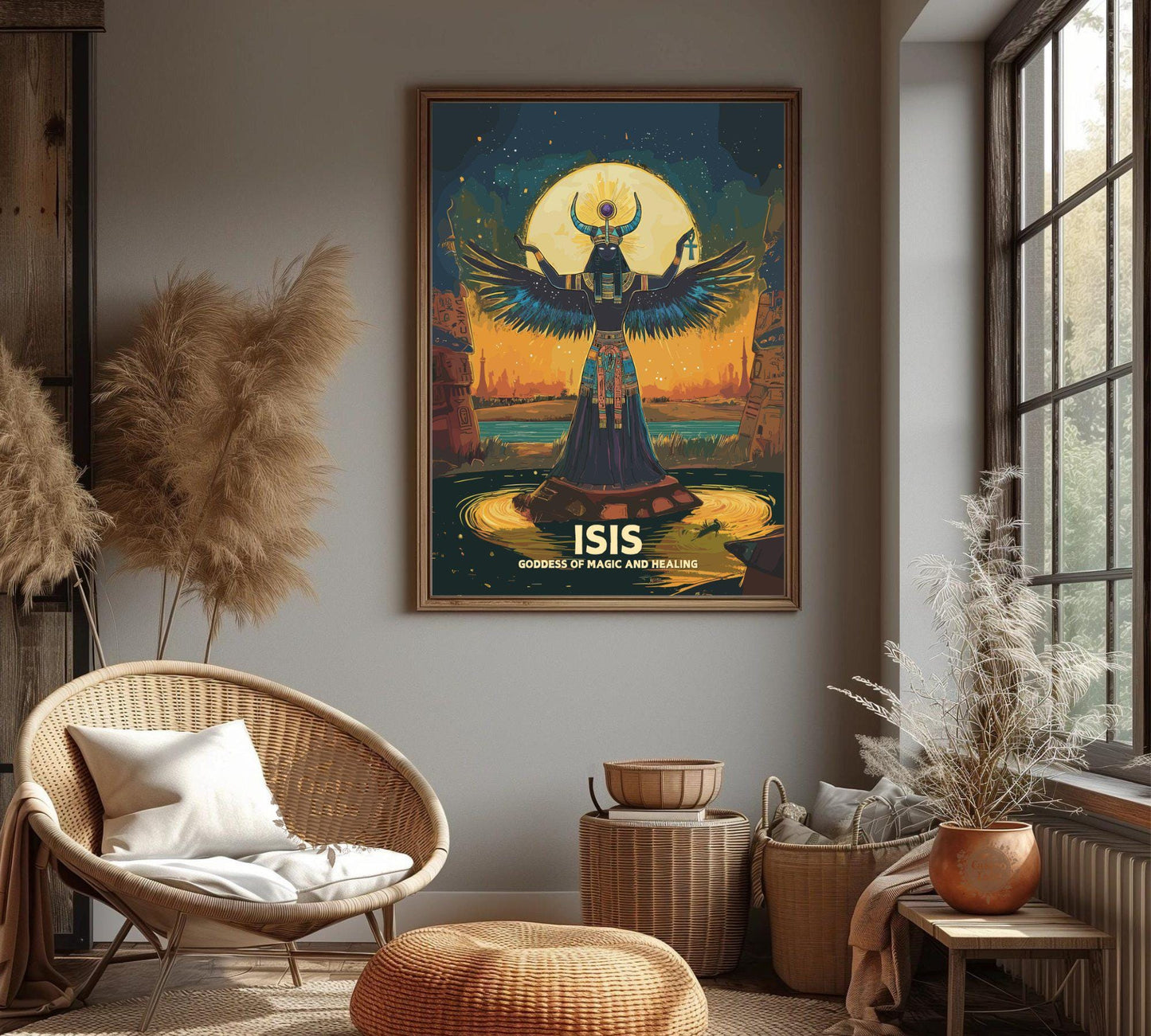 Isis Poster, Egyptian Goddess Isis, Isis Goddess, Ancient Egypt Art, Egyptian Mythology Isis, Goddess of Magic and Healing