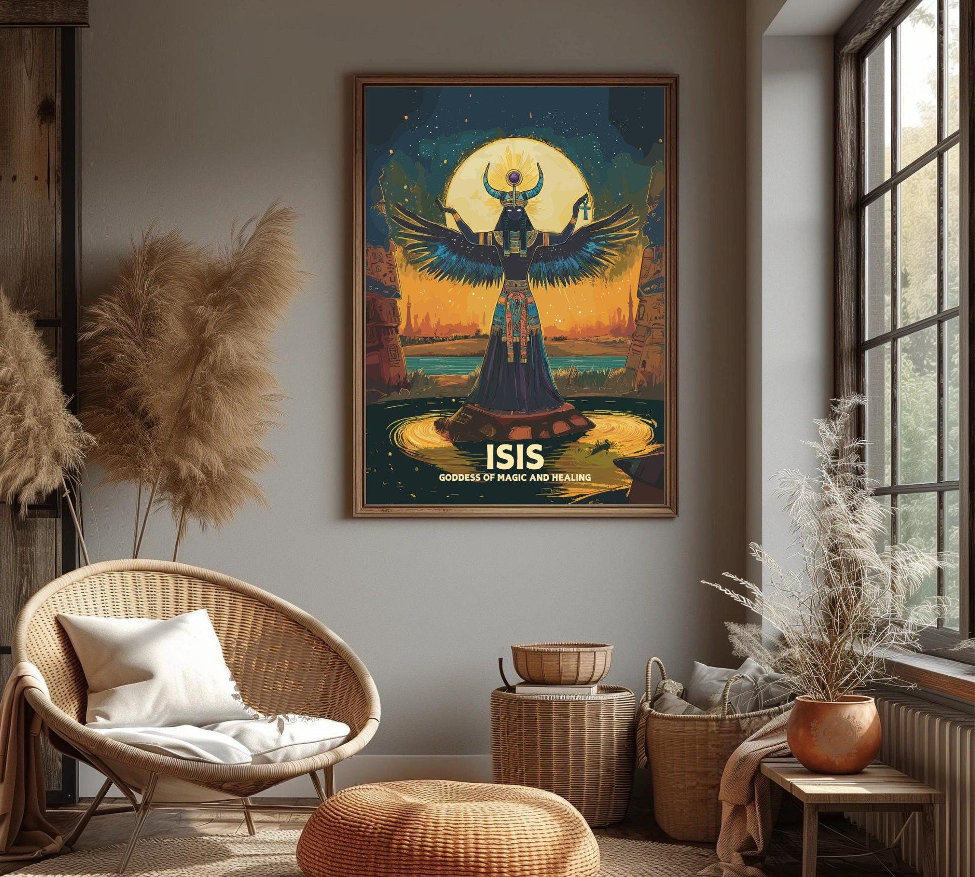 Isis Poster, Egyptian Goddess Isis, Isis Goddess, Ancient Egypt Art, Egyptian Mythology Isis, Goddess of Magic and Healing