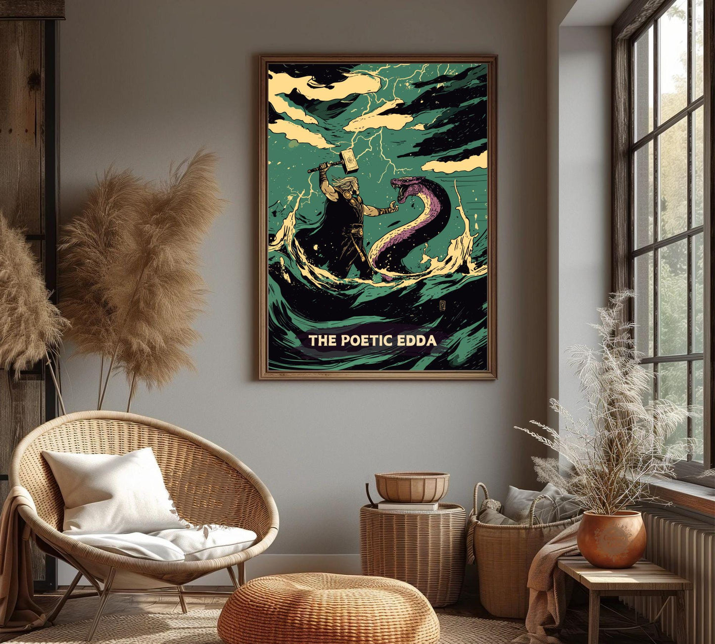 The Poetic Edda Poster, Norse Folklore Artwork