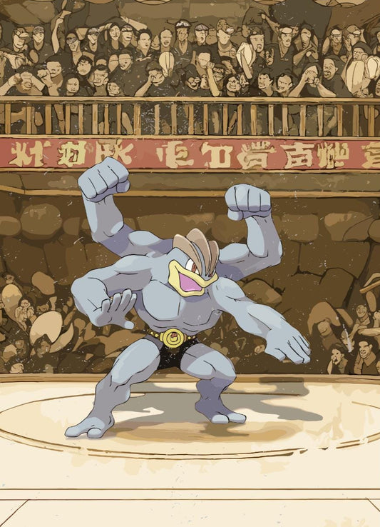 Machamp: Japanese Tapestry Style Pokemon Anime Poster